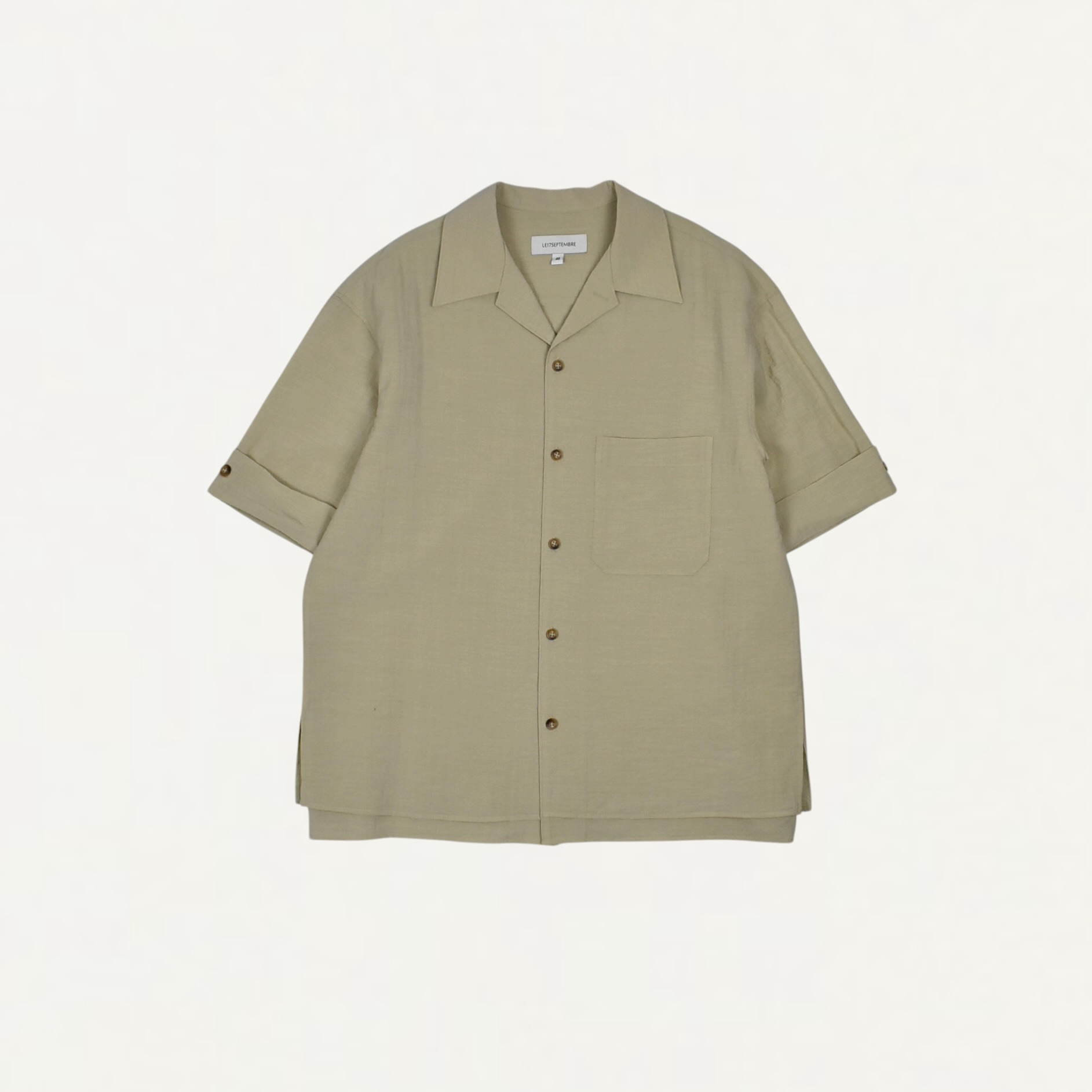 LE17SEPTEMBRE HOMME DOUBLE-LAYERED OPEN COLLAR SHIRT BEIGE[LH2611SH002EBE ]