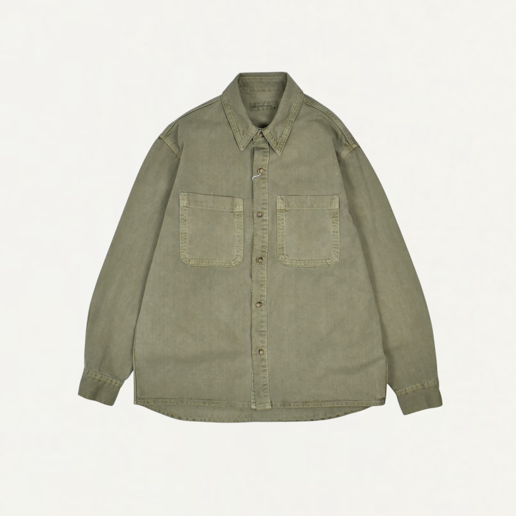 LE17SEPTEMBRE HOMME GARMENT-DYED DENIM SHIRT SAGE[LH2611DN003ESG]