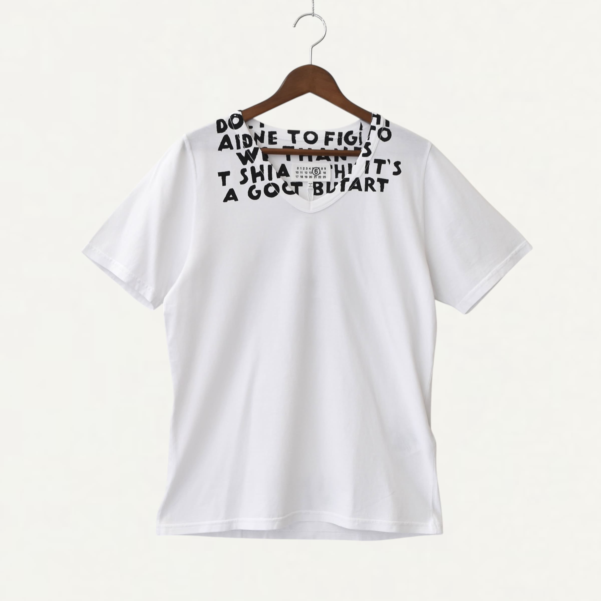 MM6 MAISON MARGIELA V-neck SIDA Jersey White[SH2GC0022]