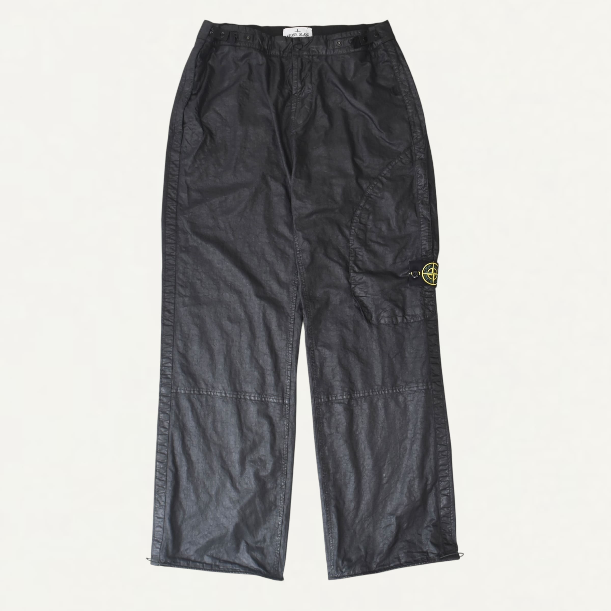 STONE ISLAND 1200028 ORGANIC LOOK NYLON PANAMA-TC CARGO PANTS BLACK[K1S153100010]
