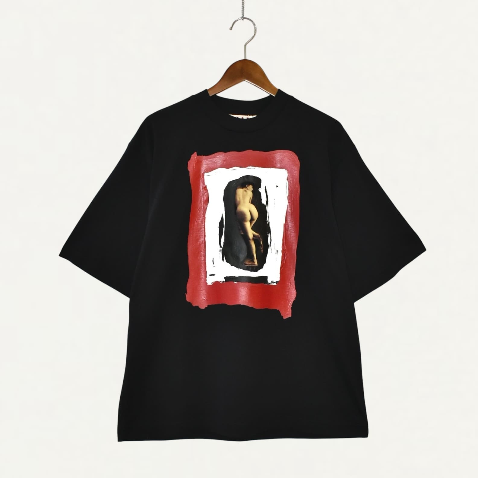MARNI Black cotton T-shirt with Dante print[HUMU0223OP]