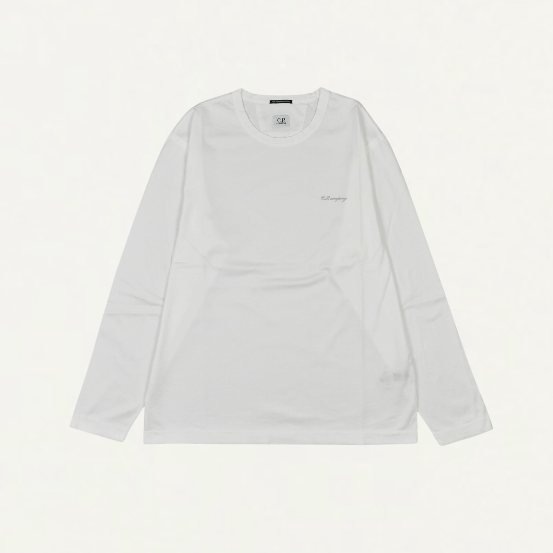 C.P. Company Long Sleeve T-Shirt in 70/2 Mercerized Light Jersey Gauze White[21CMTS157A]