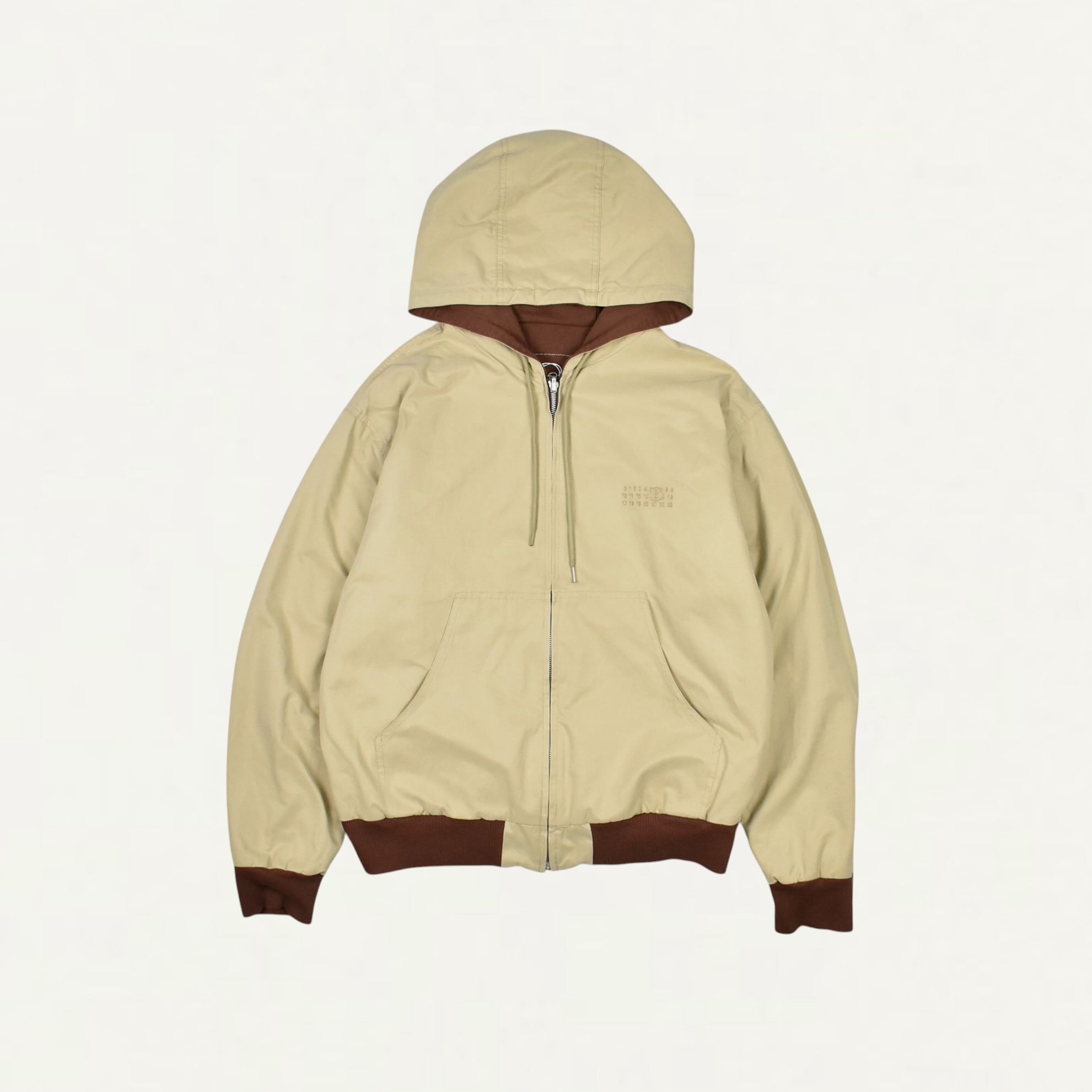MM6 MAISON MARGIELA COTTON POLY TWILL+UNBRUSHED SWEAT SPORTSJACKET Beige/Light Brown[SH0AM0085]