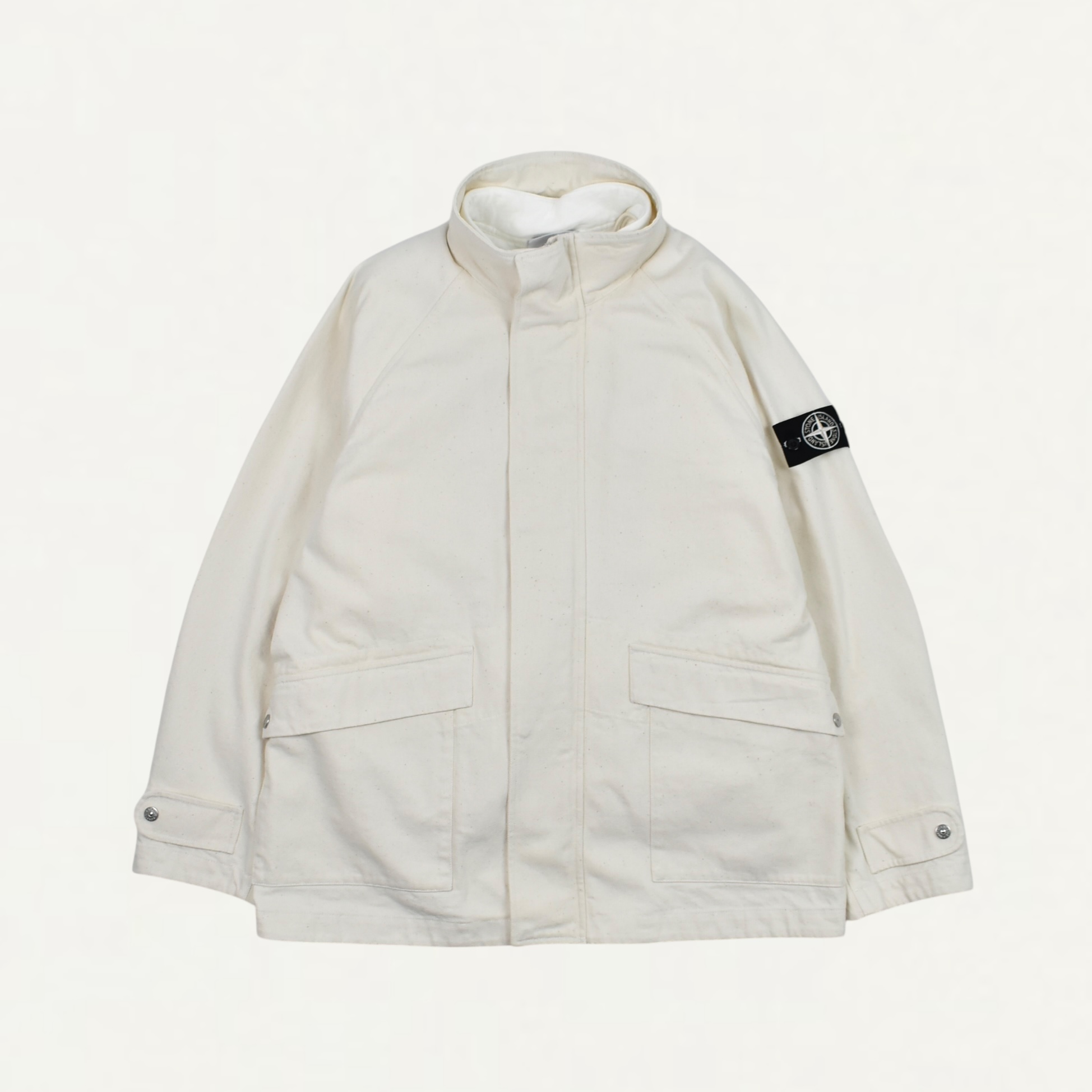 STONE ISLAND 4100002 NATURAL COTTON GABARDINE RAW BEAUTY Short parka with detachable lining and elbow patches[K2S154100002S00T1V0093]