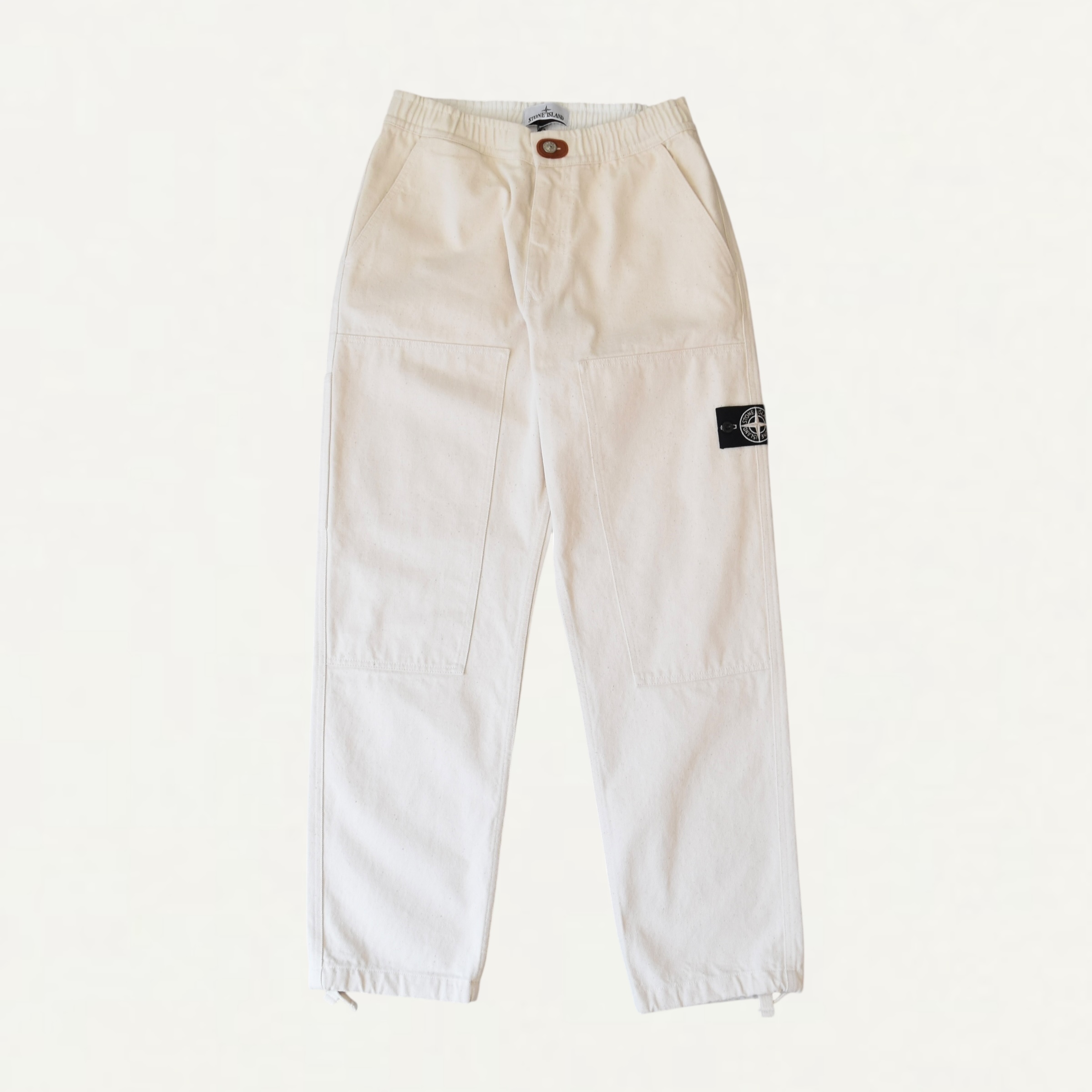 STONE ISLAND 3100001 NATURAL COTTON GABARDINE_STONE ISLAND RAW BEAUTY Relaxed-fit chino trousers with elasticated waistband[K2S153100001]