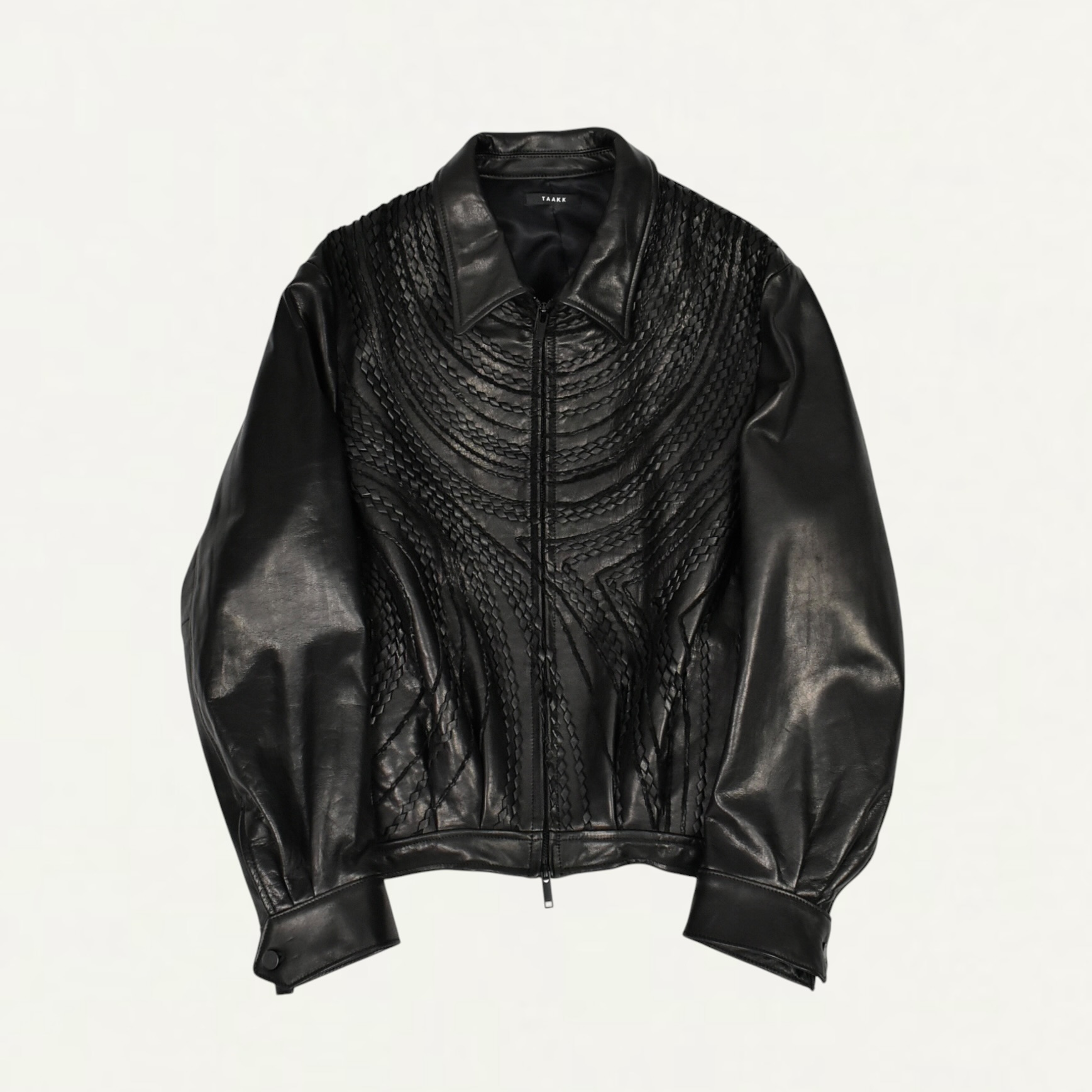 TAAKK LEATHER EMBROIDERY BLOUSON BLACK[TA26AW-BL076]