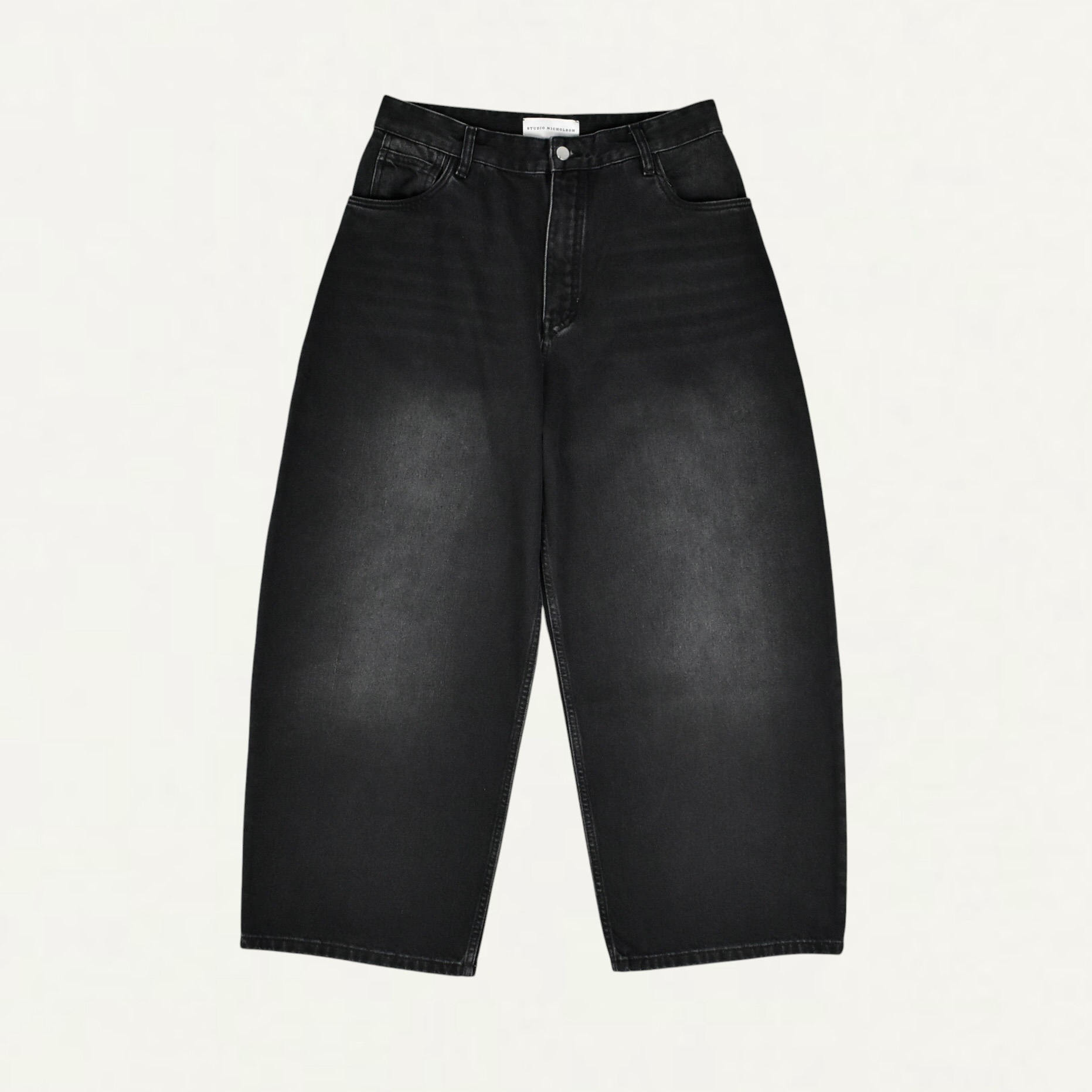 STUDIO NICHOLSON PAOLO DENIM PANT IN WASHED BLACK[PAOLO SNM-1023]