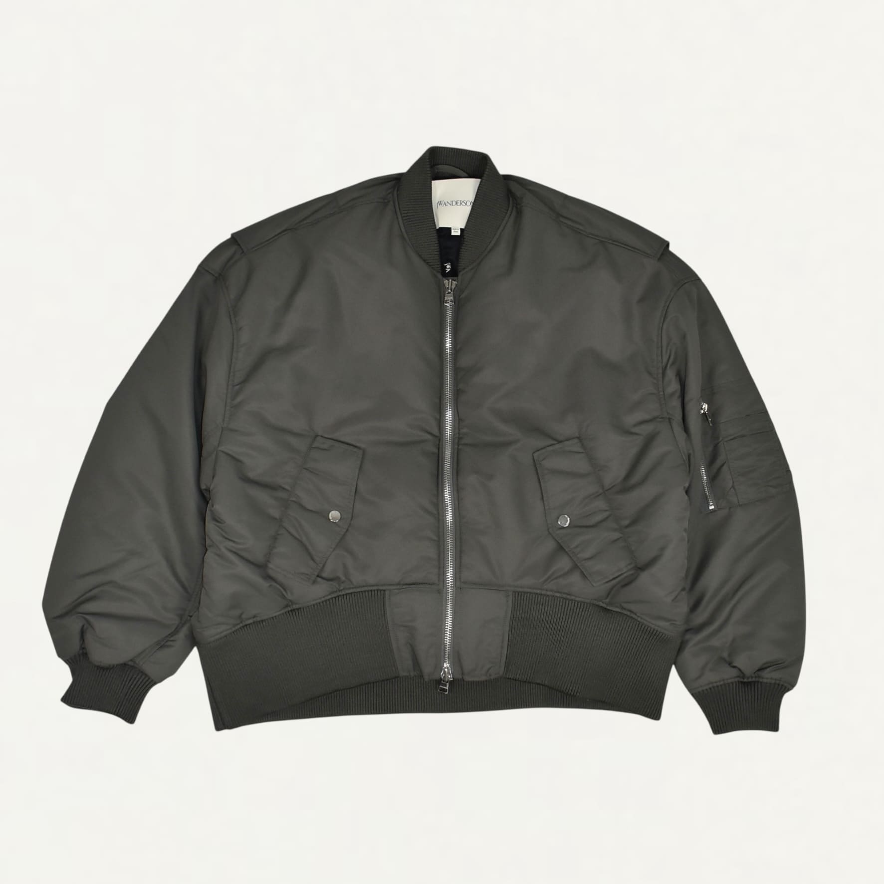 JW ANDERSON OVERSIZED CURVED HEM BOMBER JACKET STEEL[JK0357-PG1696]