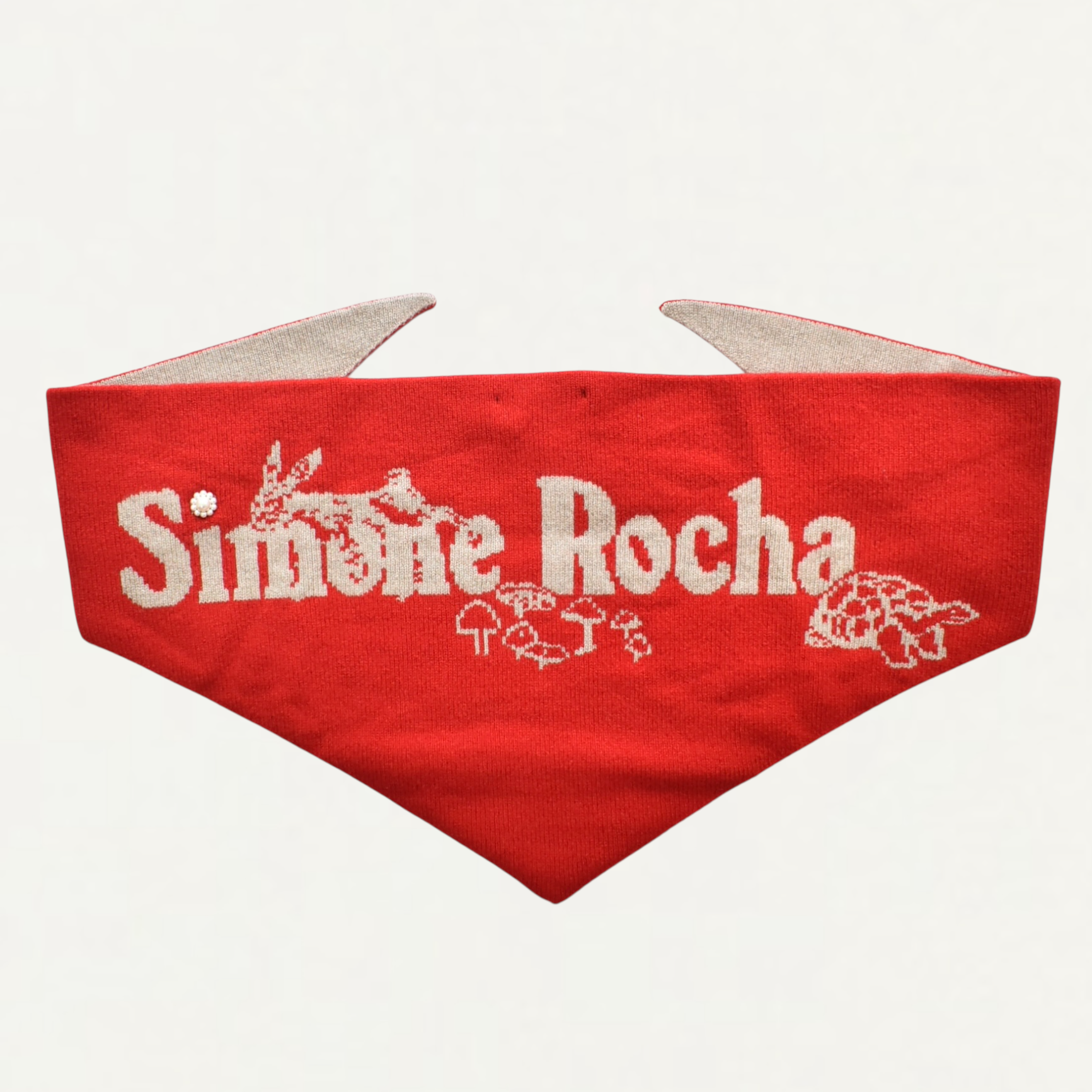 Simone Rocha Graphic Logo Knit Neckerchief Red/Oat[KIMK3WD 0669]