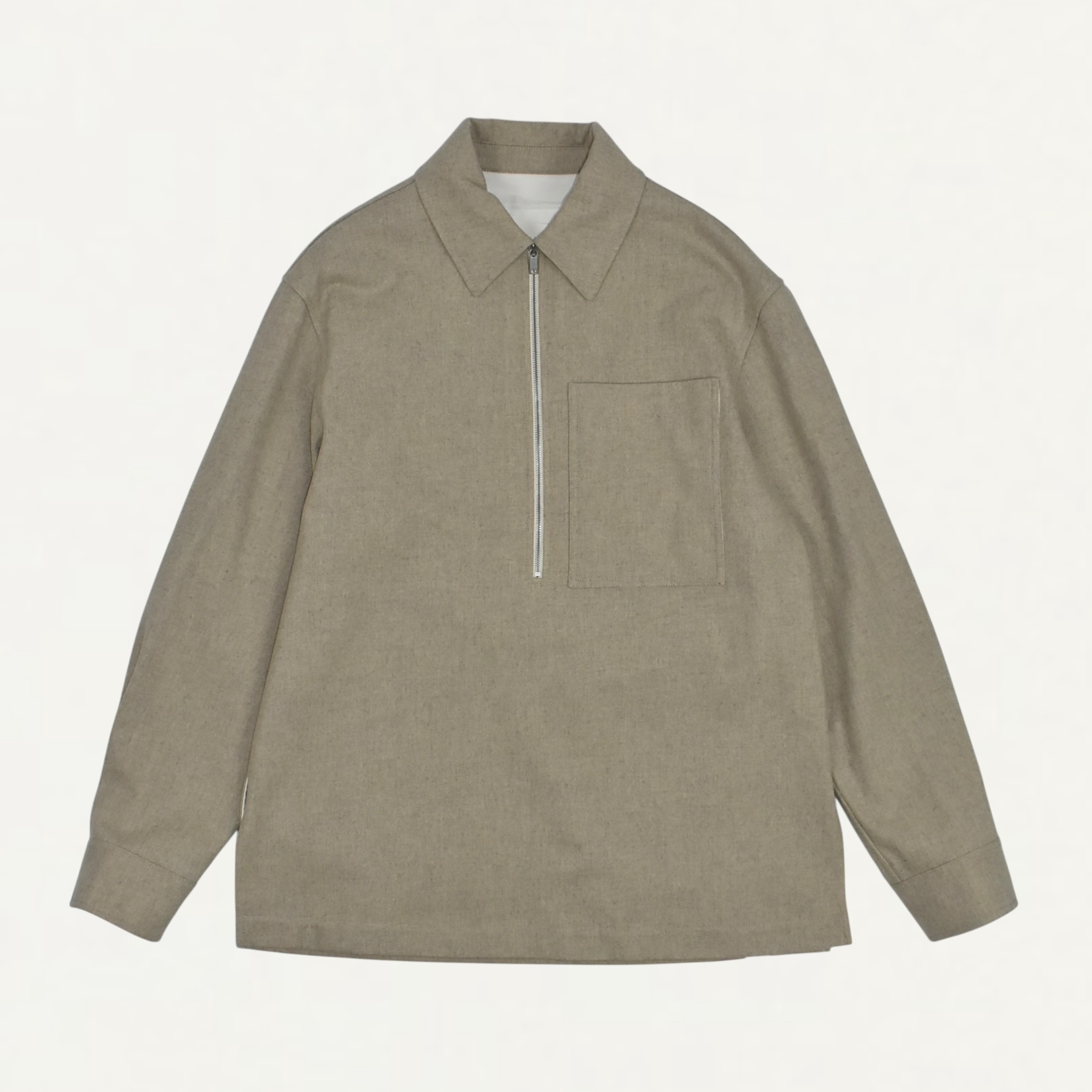 JIL SANDER Felted Wool Half Zip Shirts Ginger[J47DL0172]