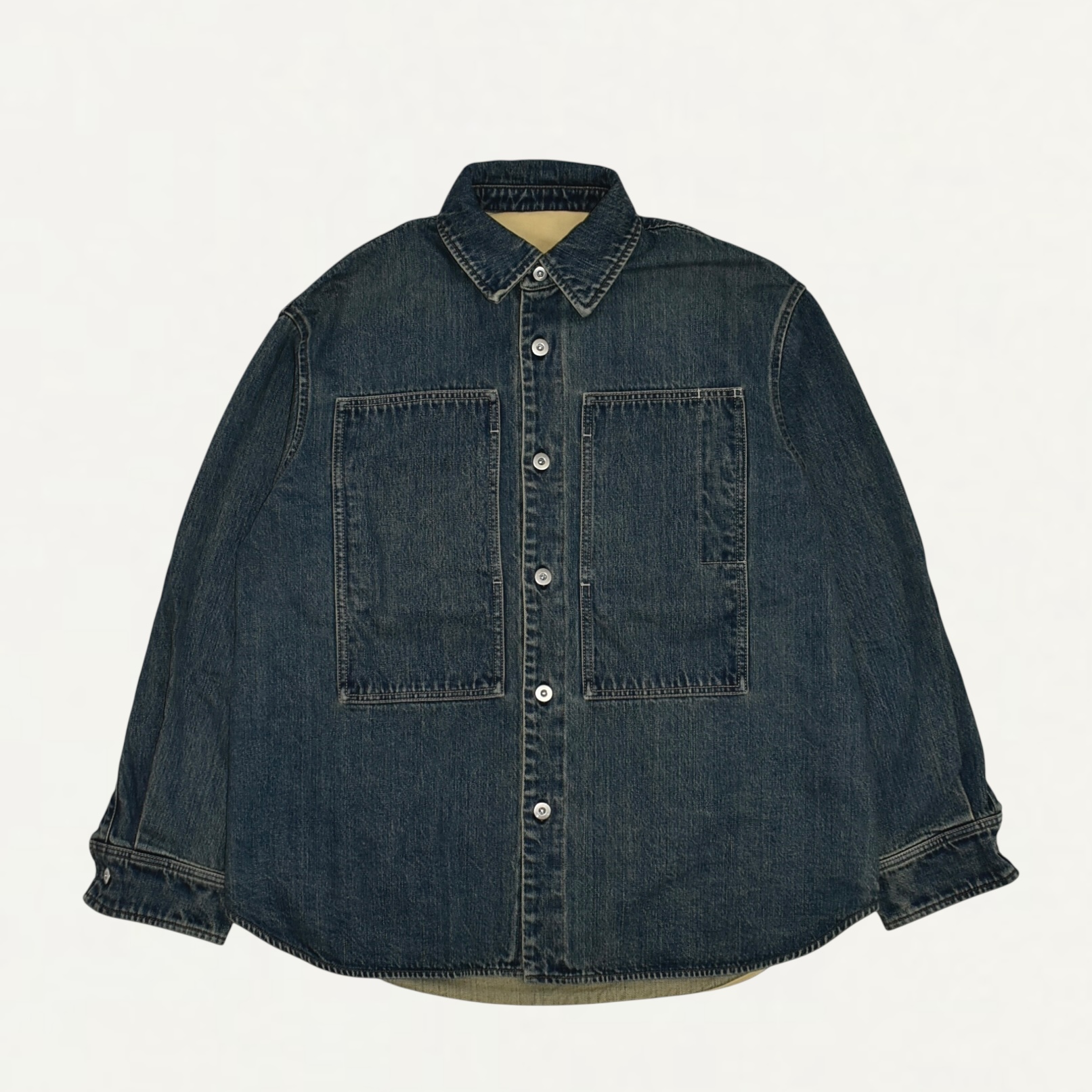 JIL SANDER Washed Denim Over Shirts Ink Blue[J47DL0159]