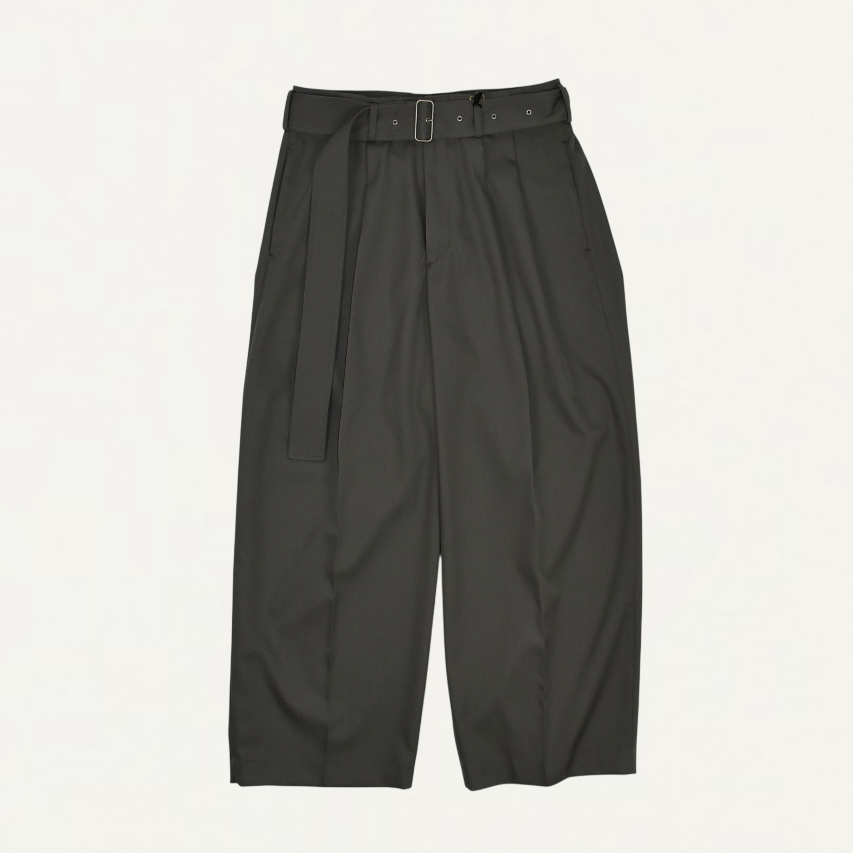 08sircus Dobby cloth 2tuck belted wide pants khaki gray[S25AW-PT07]