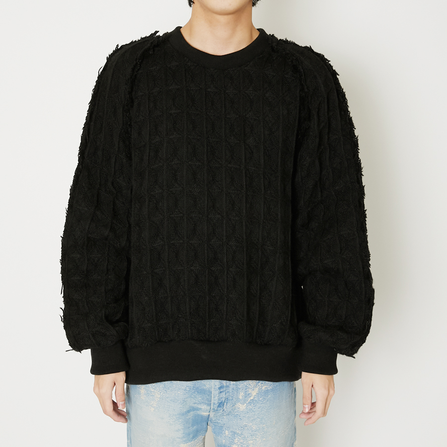 TAAKK SUPER BIG WAFFLE TOP BLACK[TA23AW-KN036]