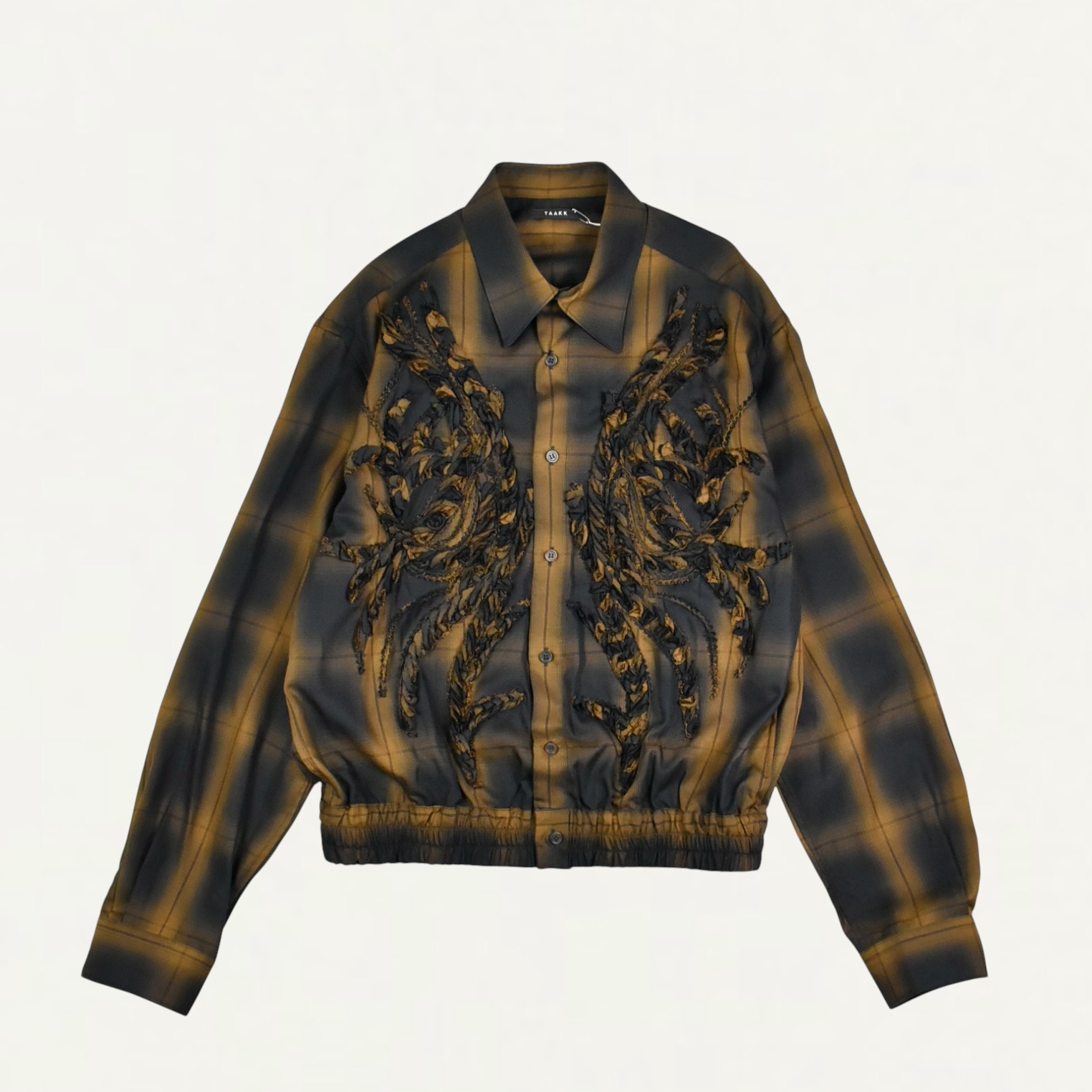 TAAKK CHECK EMBROIDERY BLOUSON SHIRT NAVY[TA26AW-SH050]