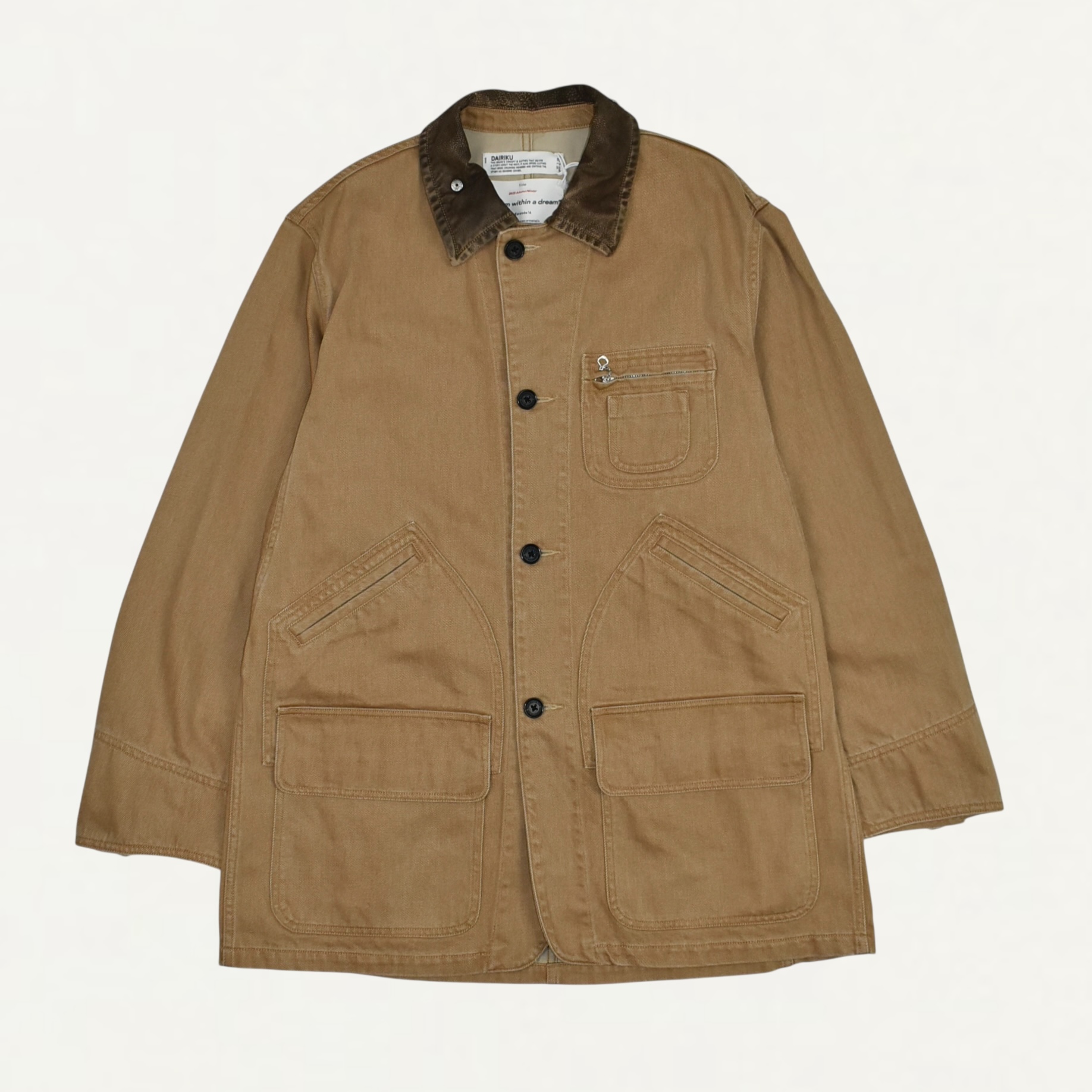 DAIRIKU "Cooper" Vintage Washed Hunting Jacket Beige[25AW CP1]