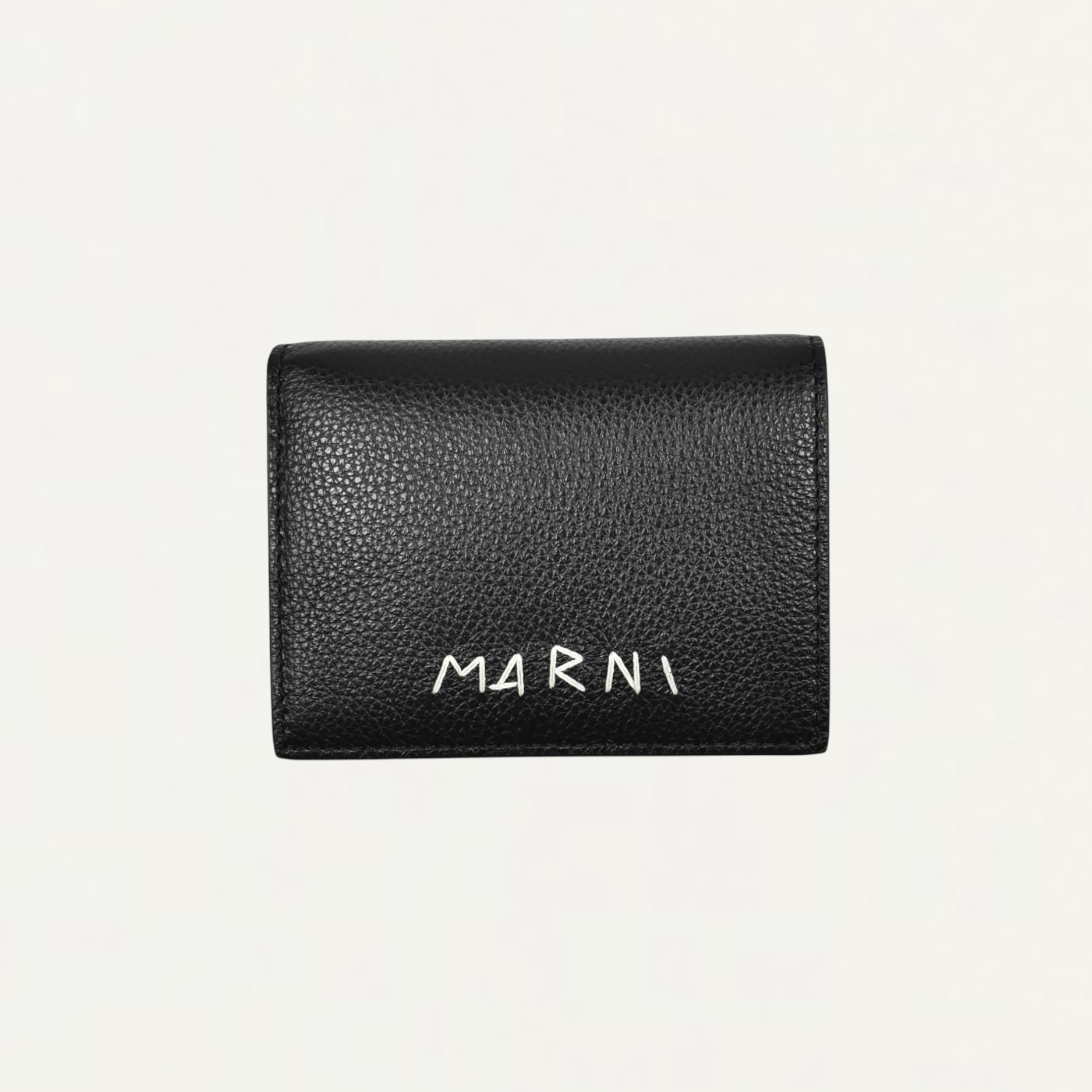 MARNI Black leather bifold wallet with Marni Mending embroidery[PFMI0098U0]