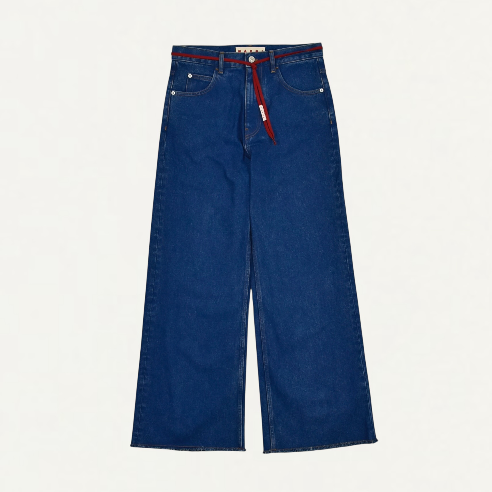 MARNI Low rise blue jeans with red belt[PUJU0019A1]