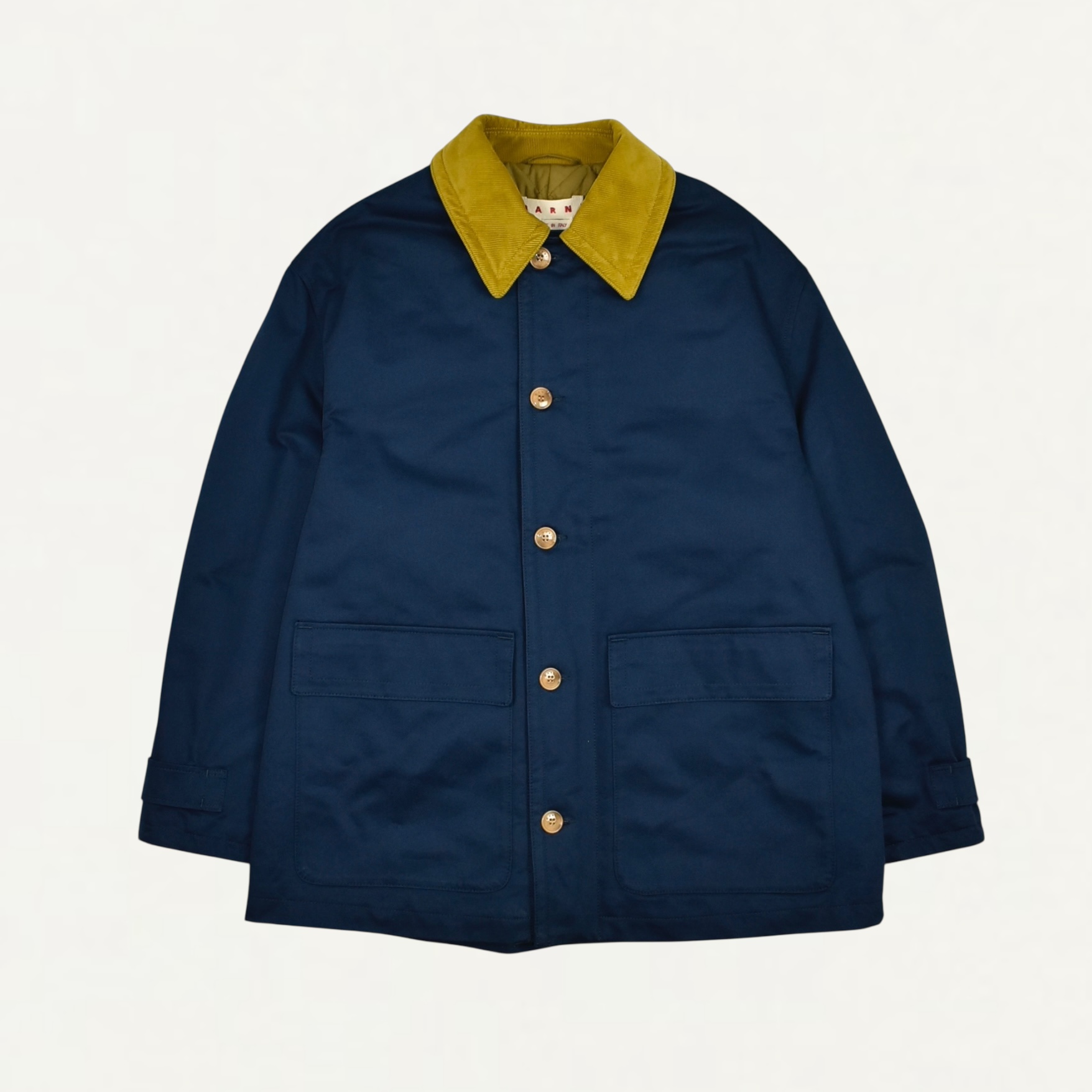 MARNI Blue organic gabardine parka with corduroy collar ink[TUMU0127QX]