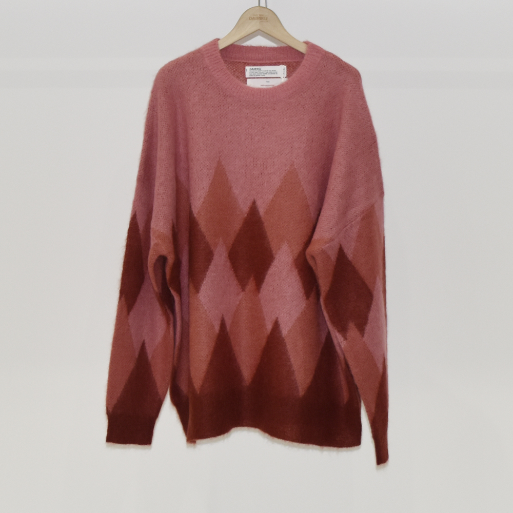 DAIRIKU Argyle Mohair Pullover Knit[K-3-Pinkred]
