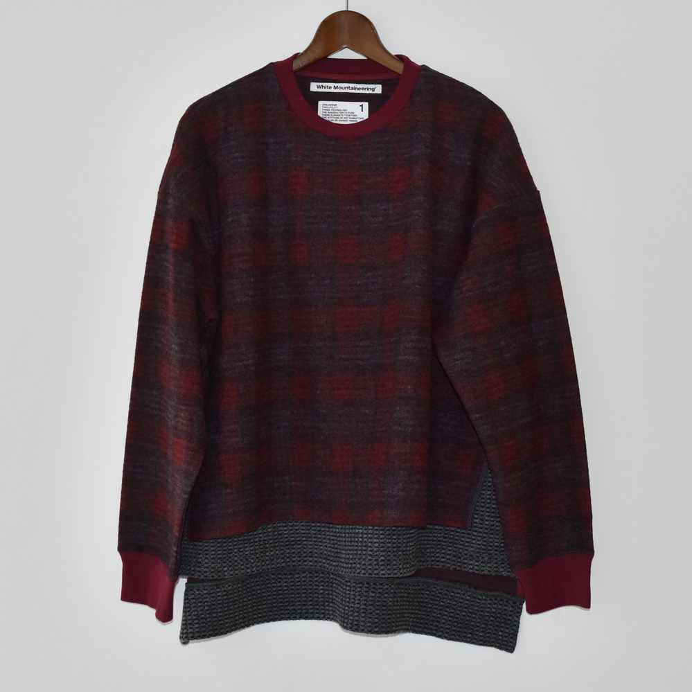 White Mountaineering WAFFLE LAYERED CHECK PULLOVER-BURG