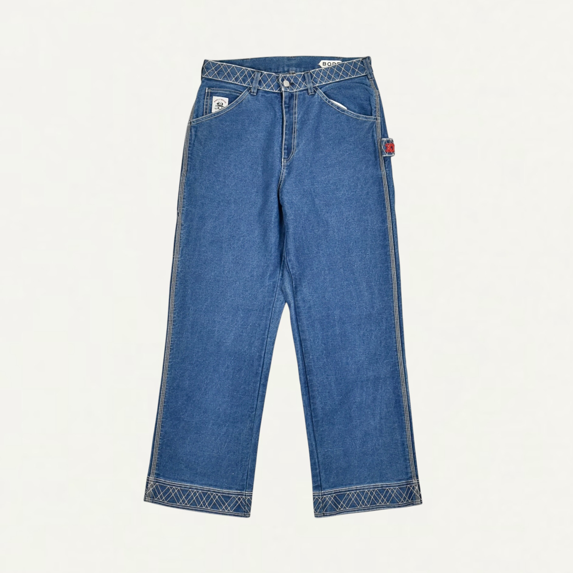 BODE Embroidered Denim Knolly Brook Trousers Indigo[MRC99BT002]
