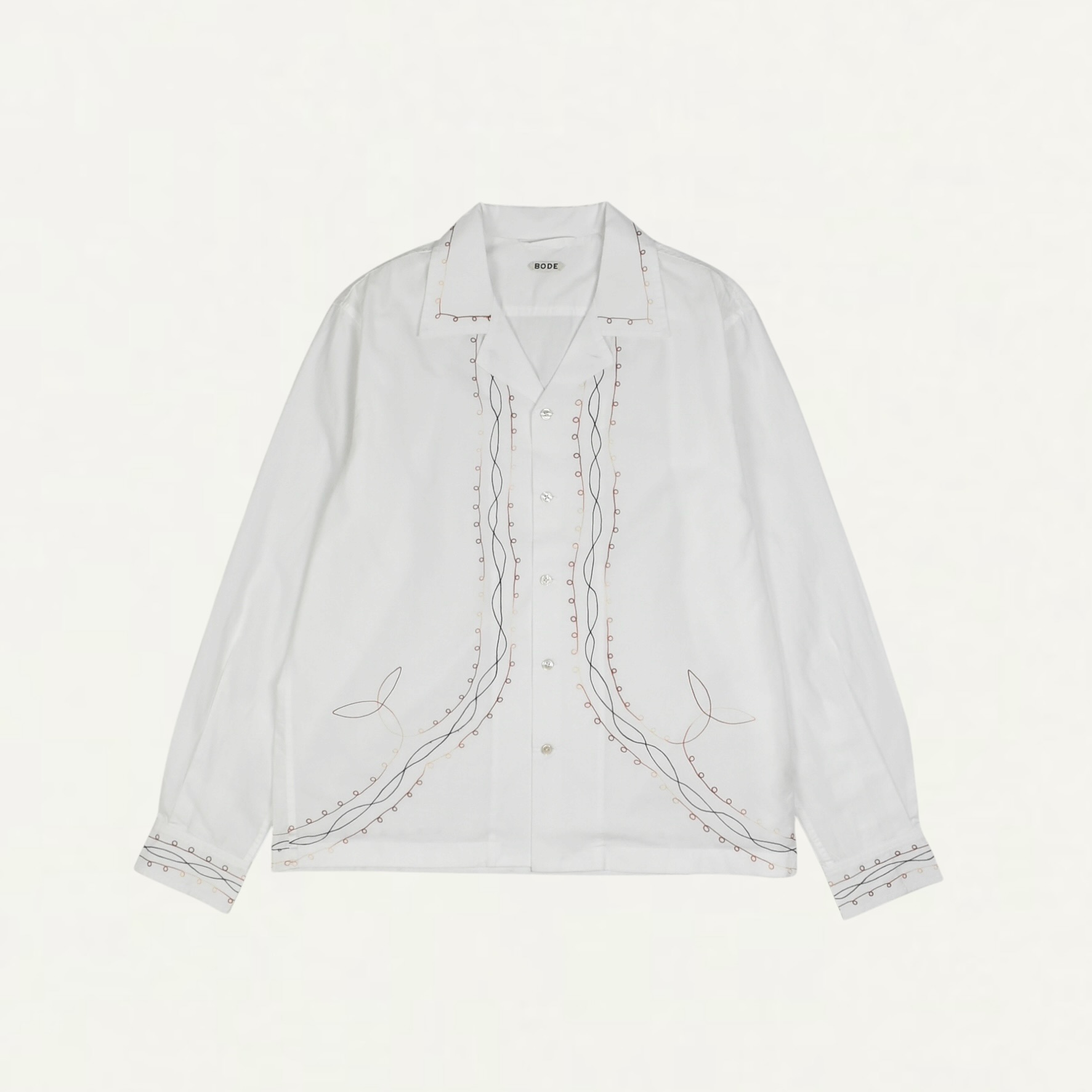 BODE Looped Chainstitch Long Sleeve Shirt White Multi[MRF26SH002]