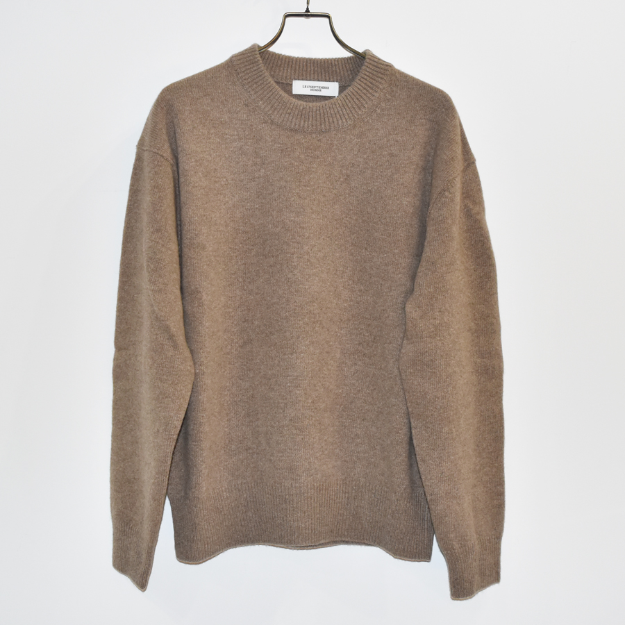 LE17SEPTEMBRE HOMME CASHMERE BLEND WOOL ROUND PULLOVER-DARK BEIGE