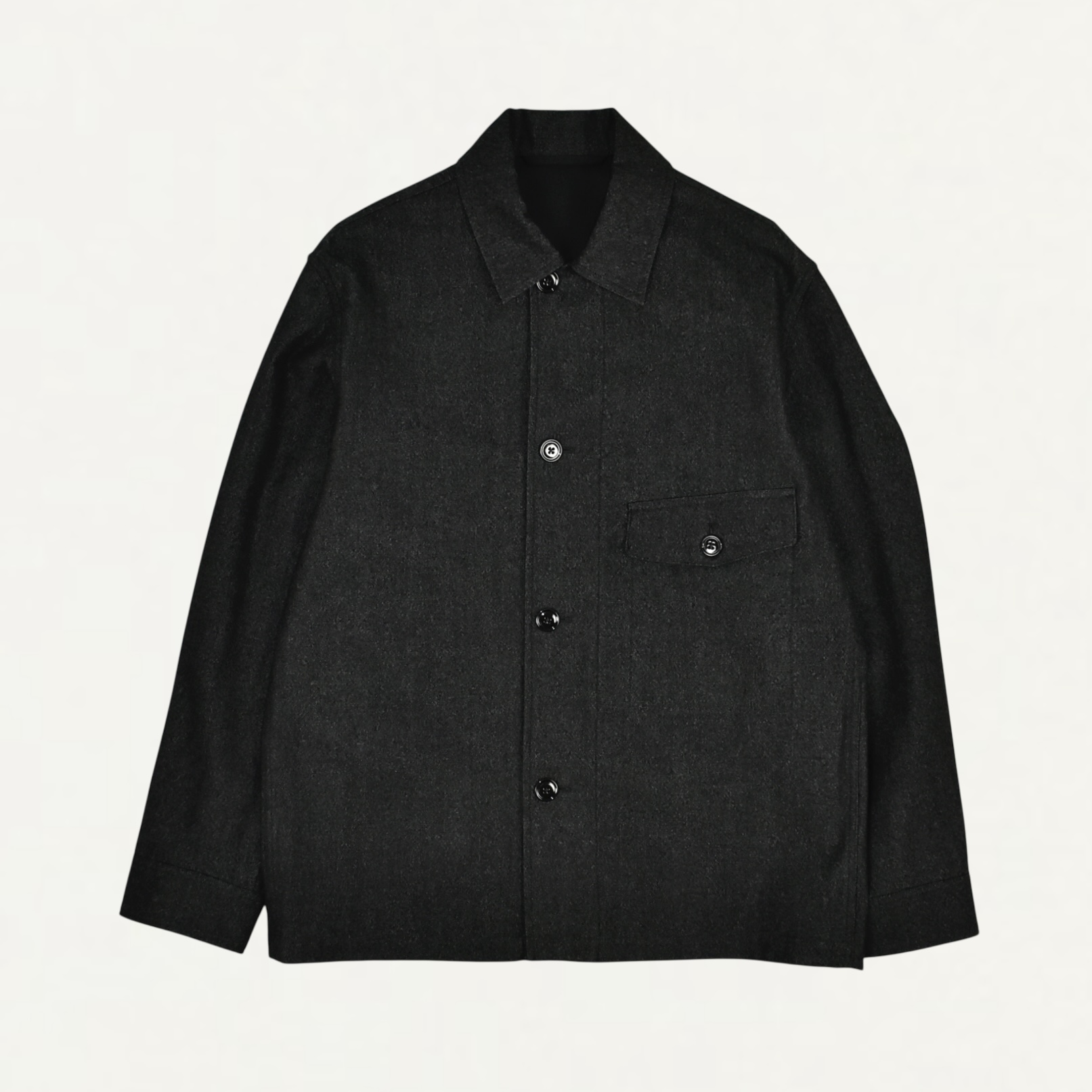 LEMAIRE ONE POCKET OVERSHIRT BLACK/GRAY MELANGE[OV1022 LF1319]