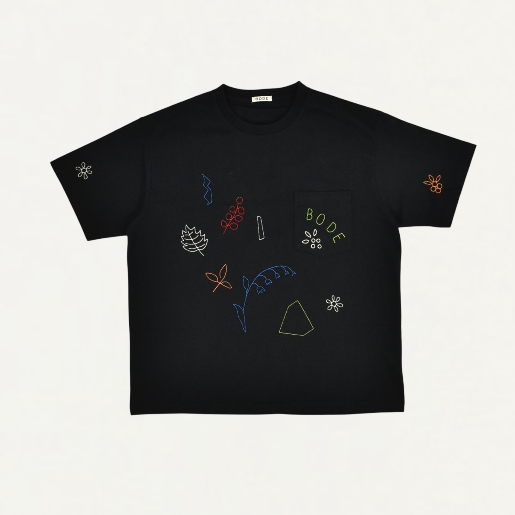 BODE Embroidered Field Guide Tee Black[MRF25-CS019]