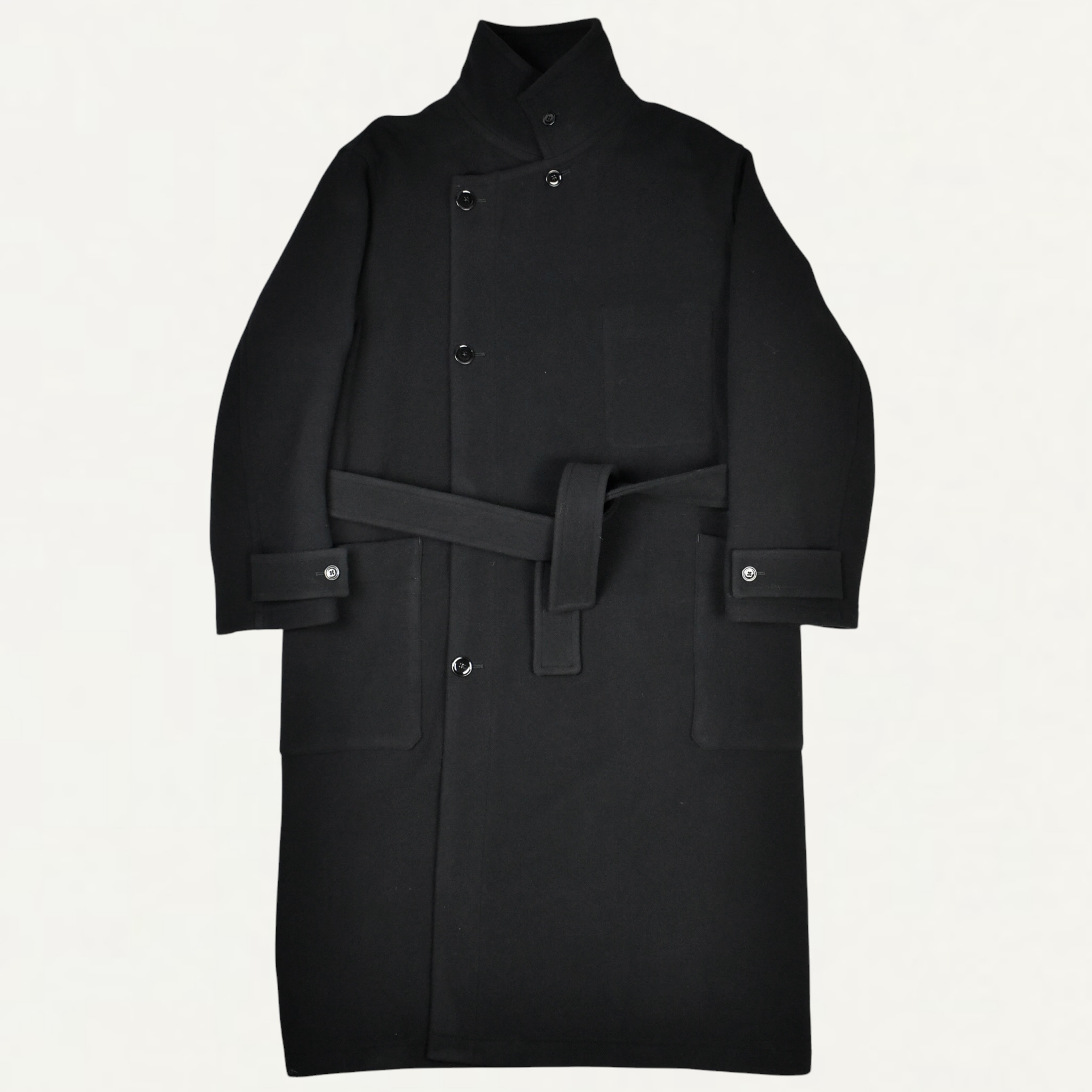 LEMAIRE WRAP COAT IN WOOL BLACK[CO1037 LF1116]