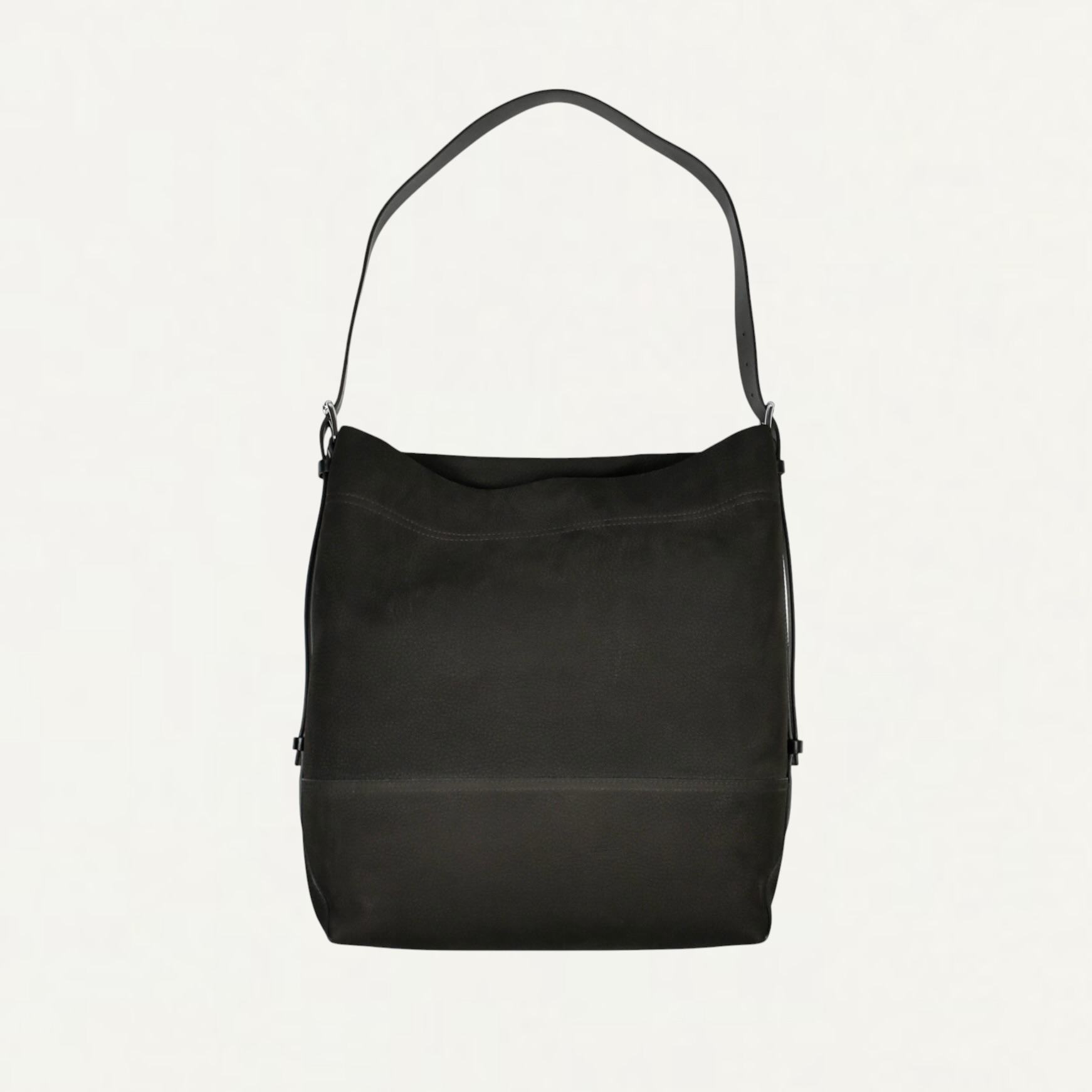 LEMAIRE BELTED TOTE BAG IN ALPACA NUBUCK EBONY BROWN[BG0153 LL0189]