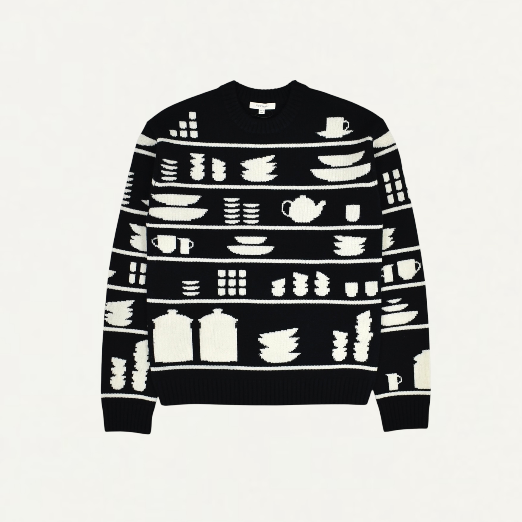 JW ANDERSON CROCKERY JACQUARD JUMPER BLACK/WHITE[KW1431-YN0379]