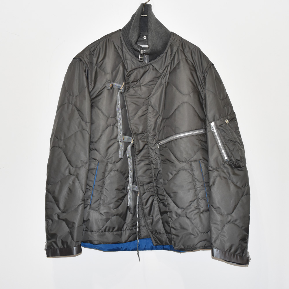 Tamme LEATHER SATIN QUILTING JERKIN BLOUSON GREY