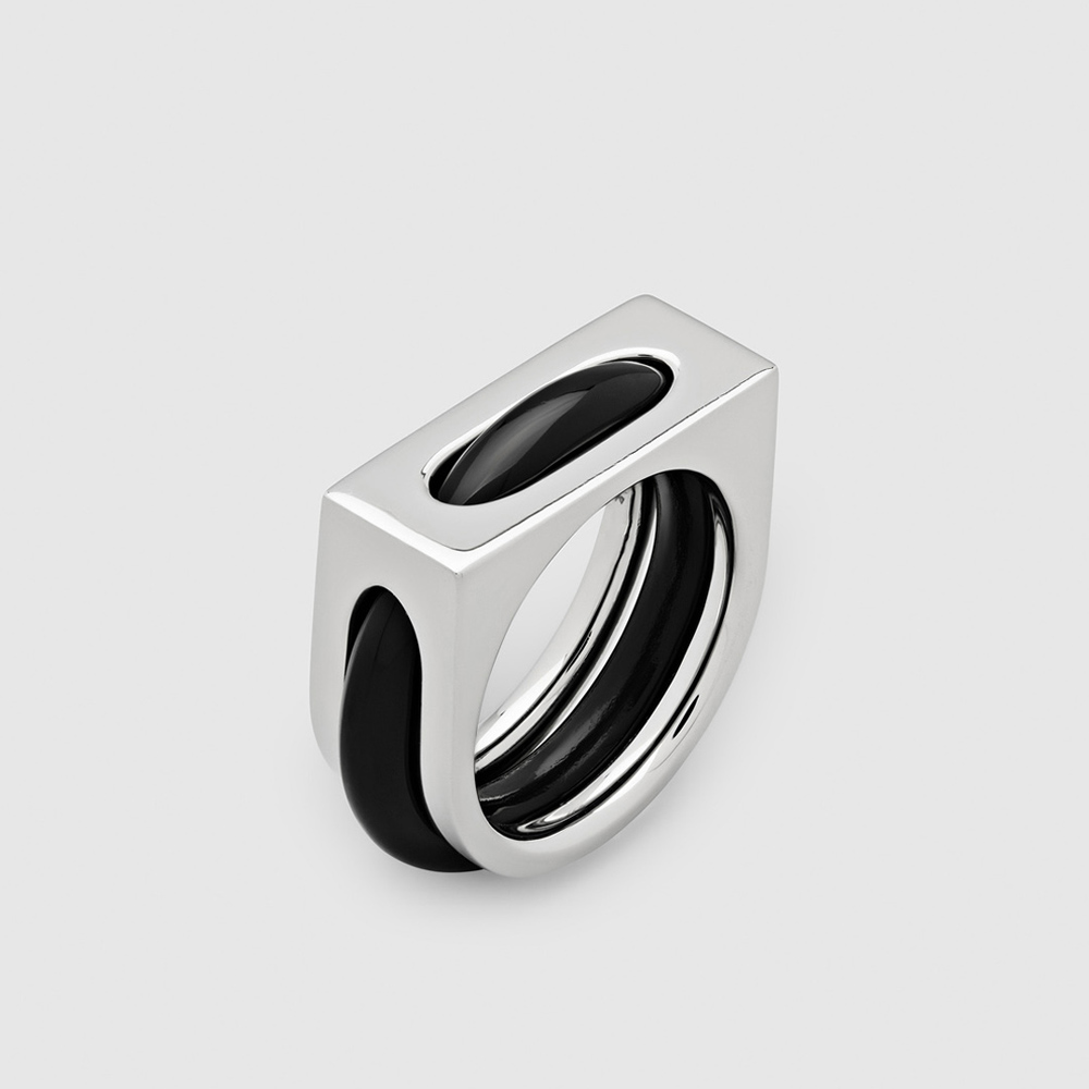 TOMWOOD Cage band Onyx Cage Ring Single[R10111NA01S925/ONYX]