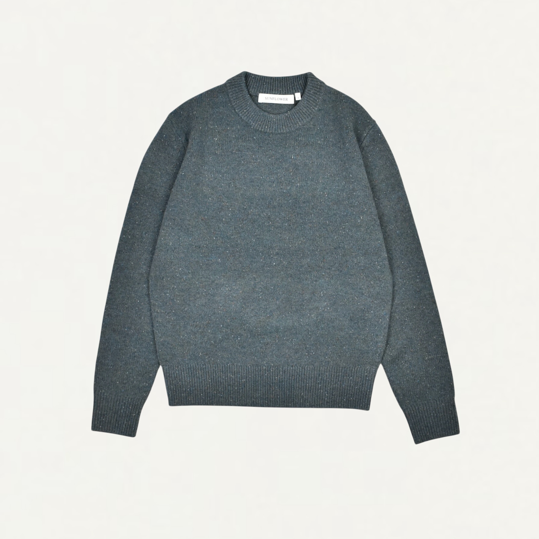 SUNFLOWER Moon Donegal Crew Neck Knit Ocean[3068-1]
