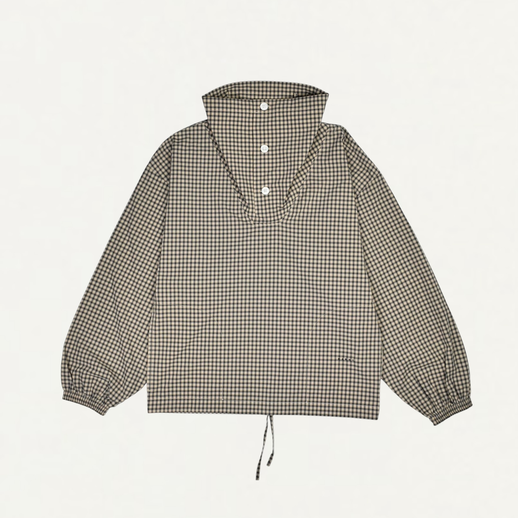 MARNI Brown checked poplin shirt with funnel neck[TTMU0020S0]