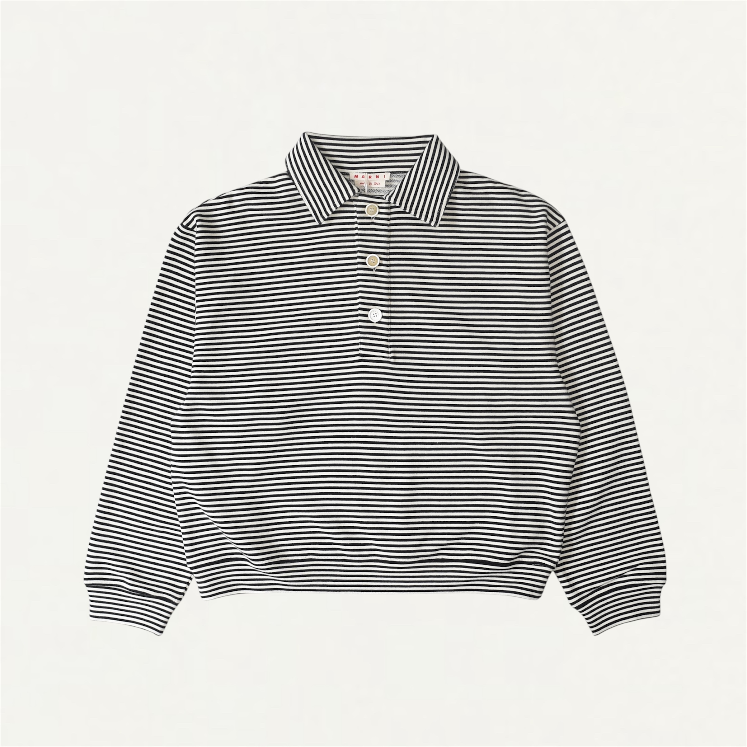 MARNI Striped yarn dyed polo sweatshirt black[FUMU0145X1]