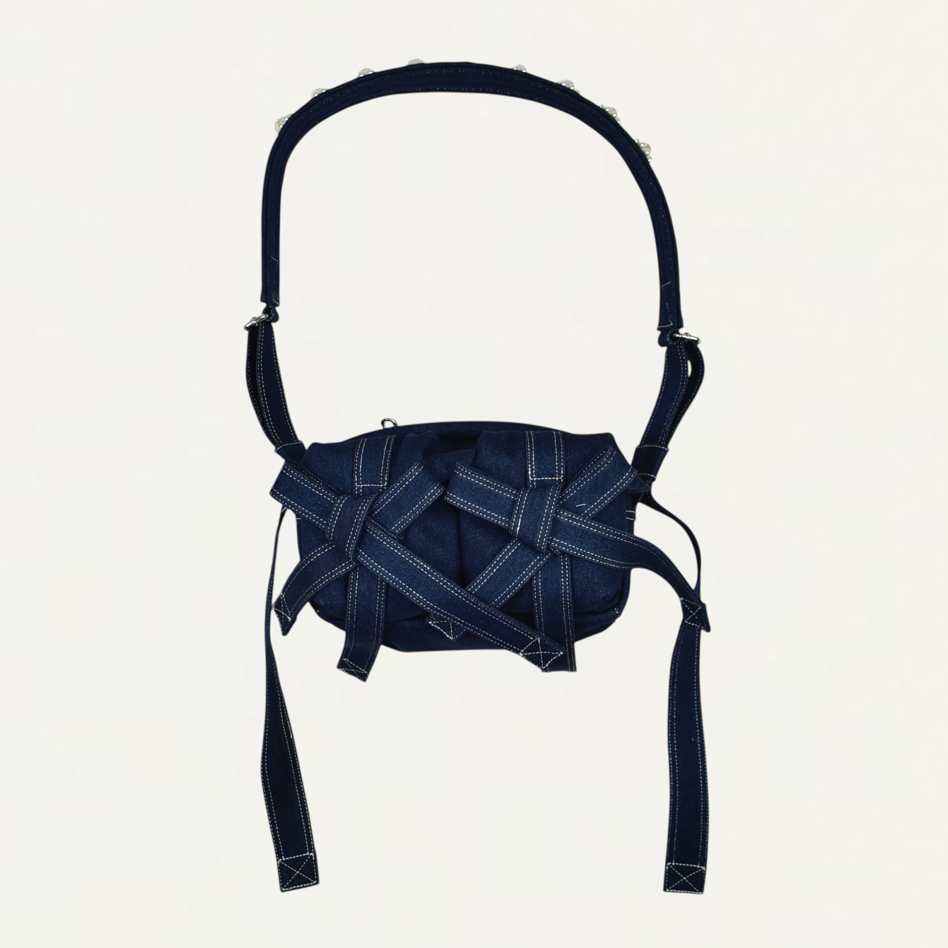 Simone Rocha Beaded Classic Bow Crossbody Bag Indigo/Pearl/Clear[BAG149B 0808]