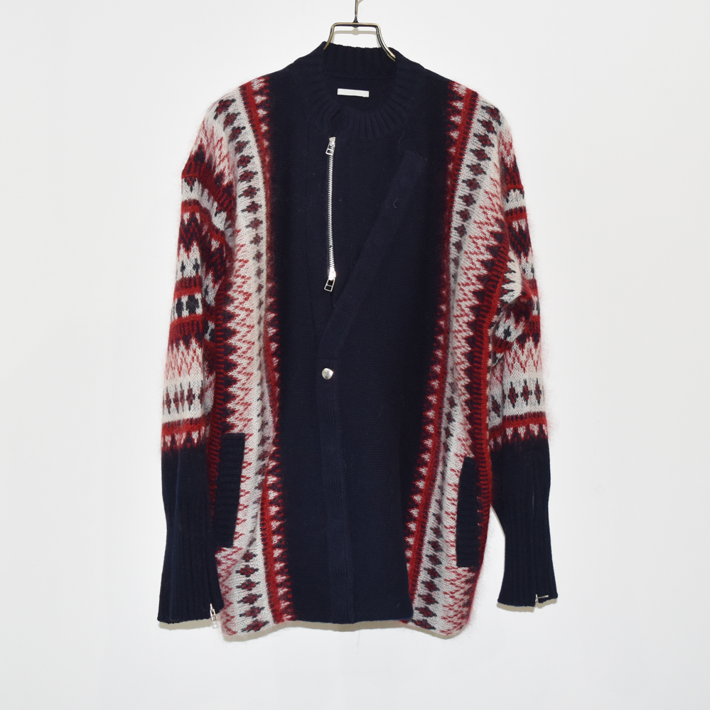 Tamme FAIR ISLE FRONT SLIT KNIT NAVY × RED