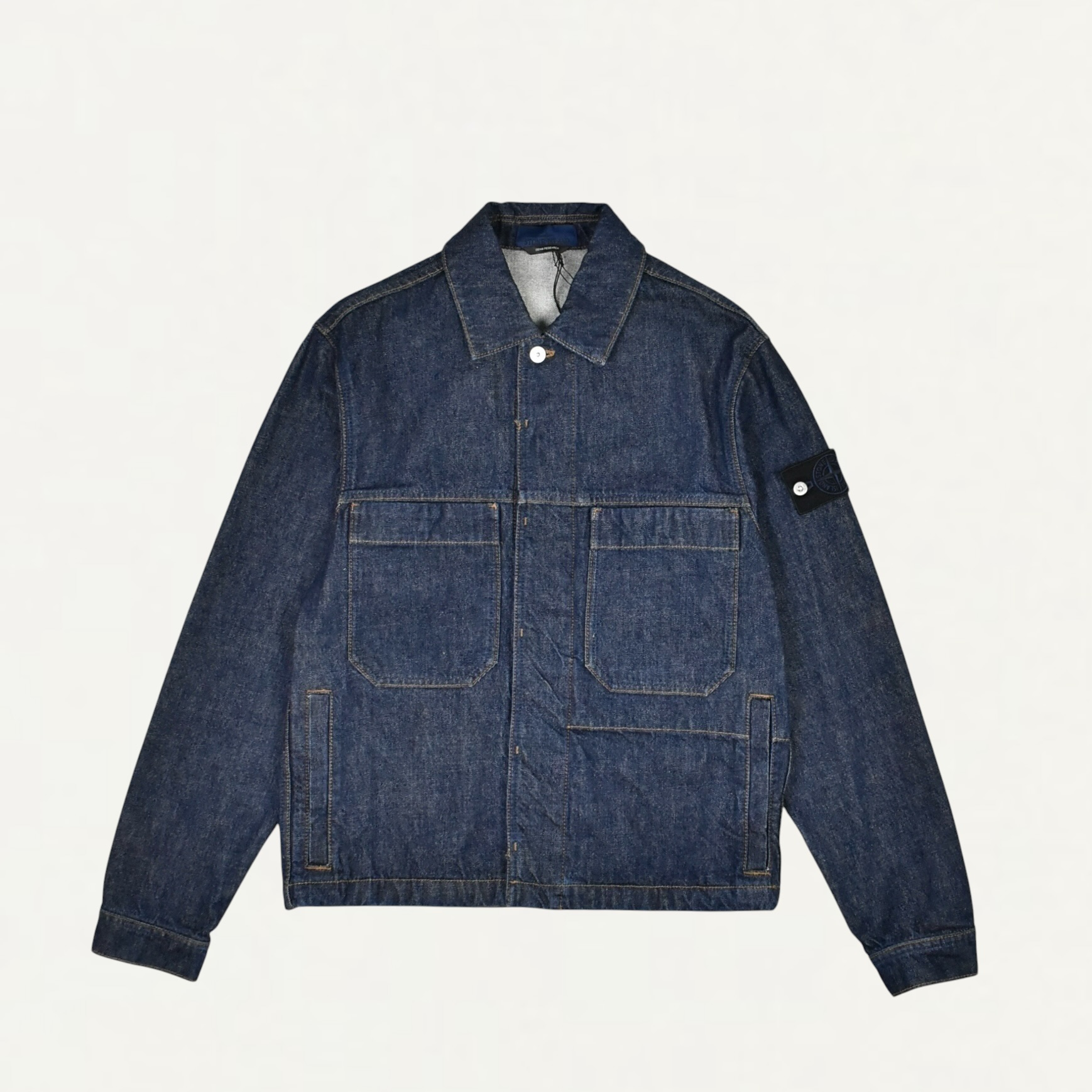 STONE ISLAND 4100006 INDIGO DENIM-RINSED Coach jacket with button fastening[L2S144100006S00J7VJ201]