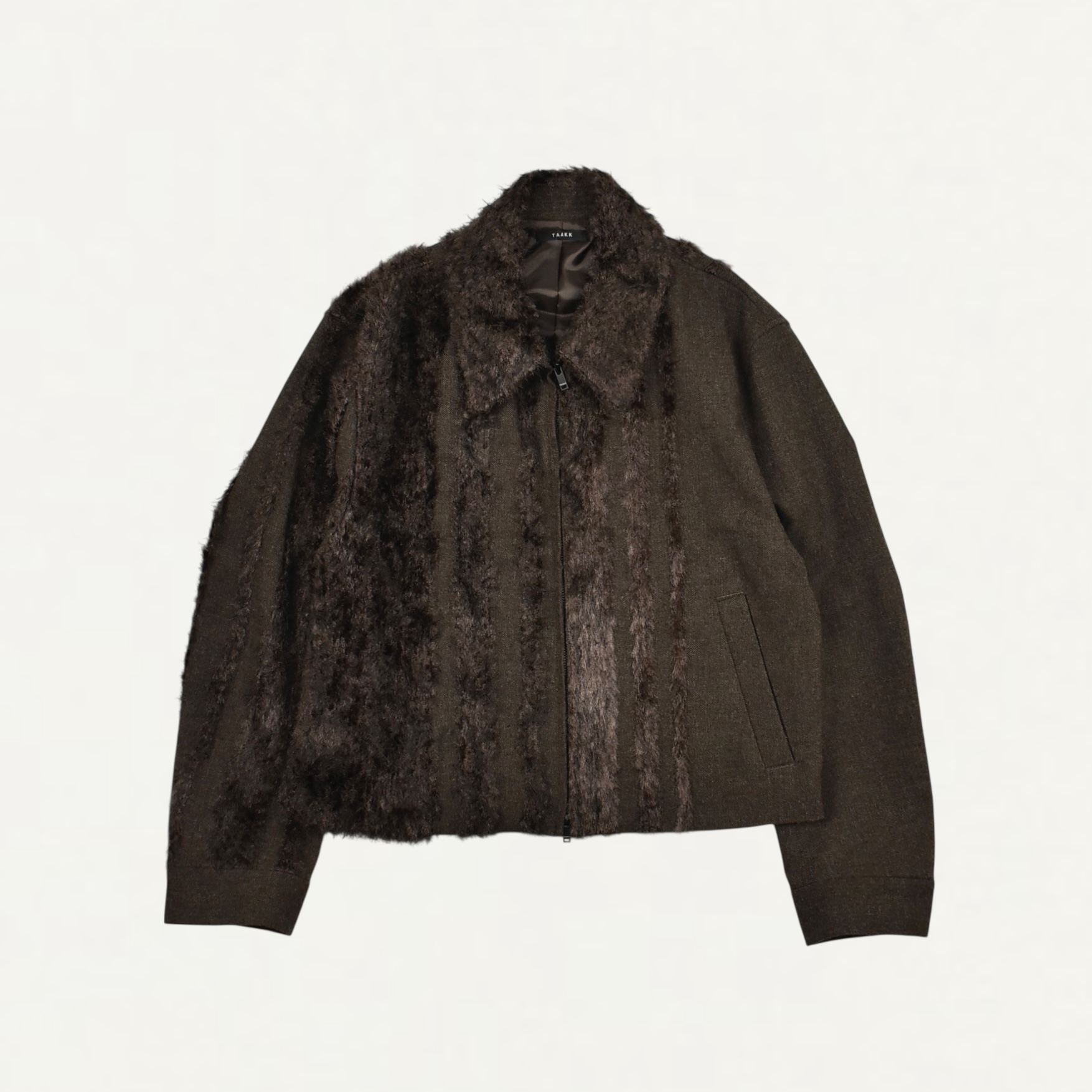 TAAKK FUR TWEED ZIP BLOUSON BROWN[TA25AW-PT012]