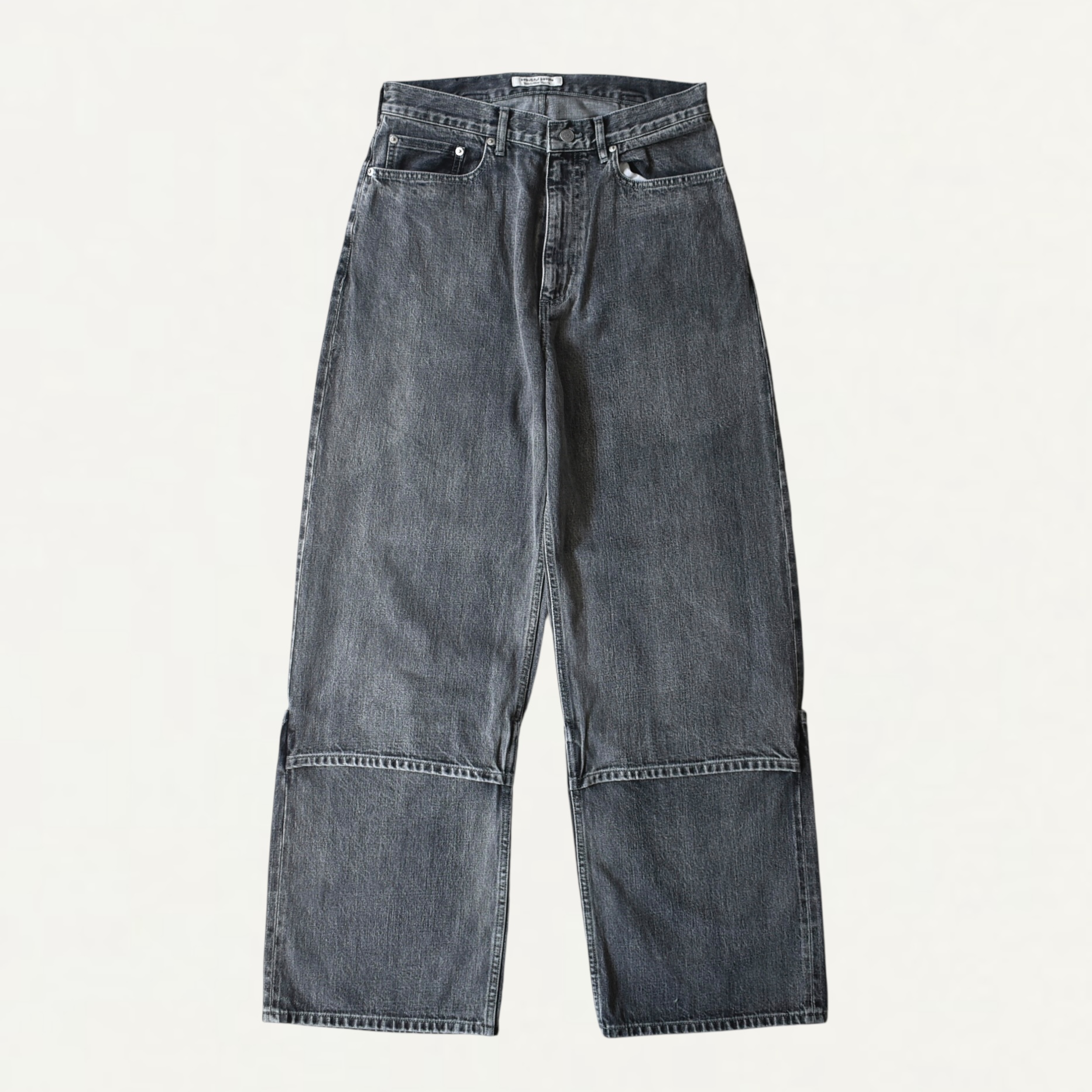 beautiful people selvedge denim flip hem pants blk bleach[1545105034]