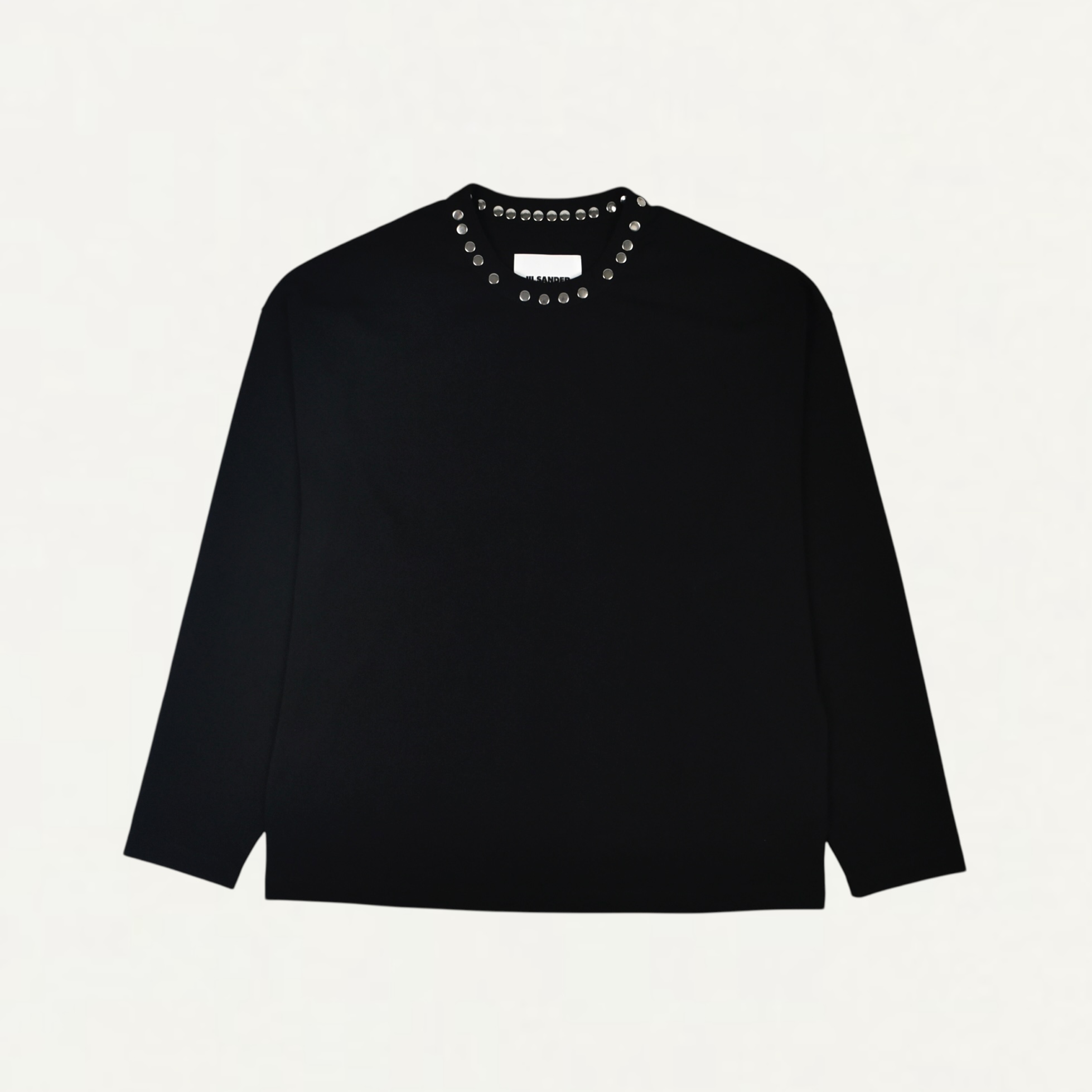 JIL SANDER COMPACT COTTON JERSEY L/S T-SHIRT W/STUDS BLACK[J22GC0216]
