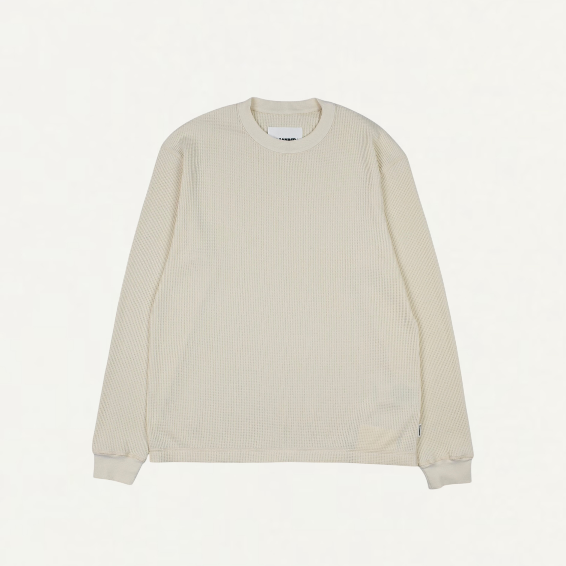 JIL SANDER+ LIGHT WEIGHT COTTON WAFFLE L/S T-SHIRT BONE[J47GC0164]