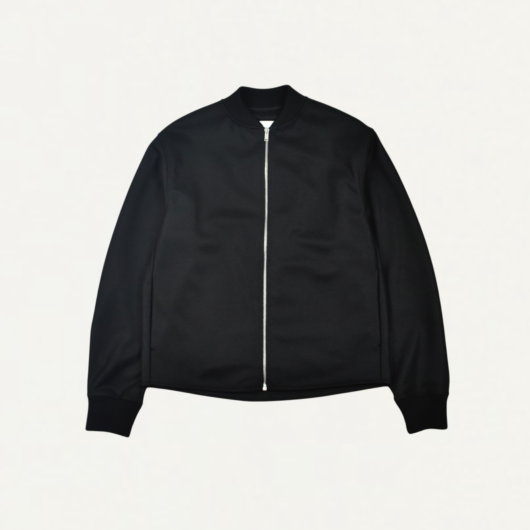 JIL SANDER WOOL MELTON SWEATSHIRT W/ZIP BLACK[J22HG0102]