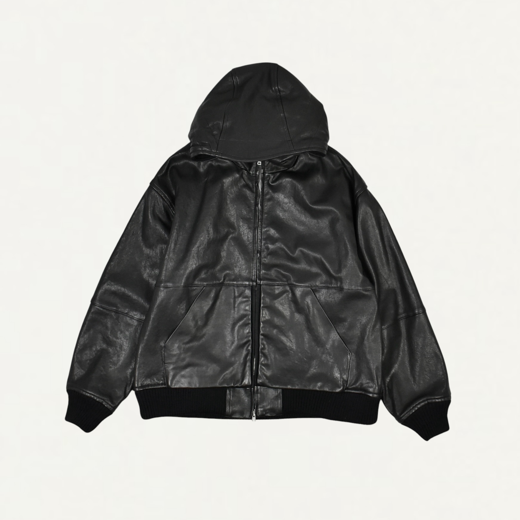 NTN BETA LETHER HOODED BLOUSON BLACK[N007-055167]