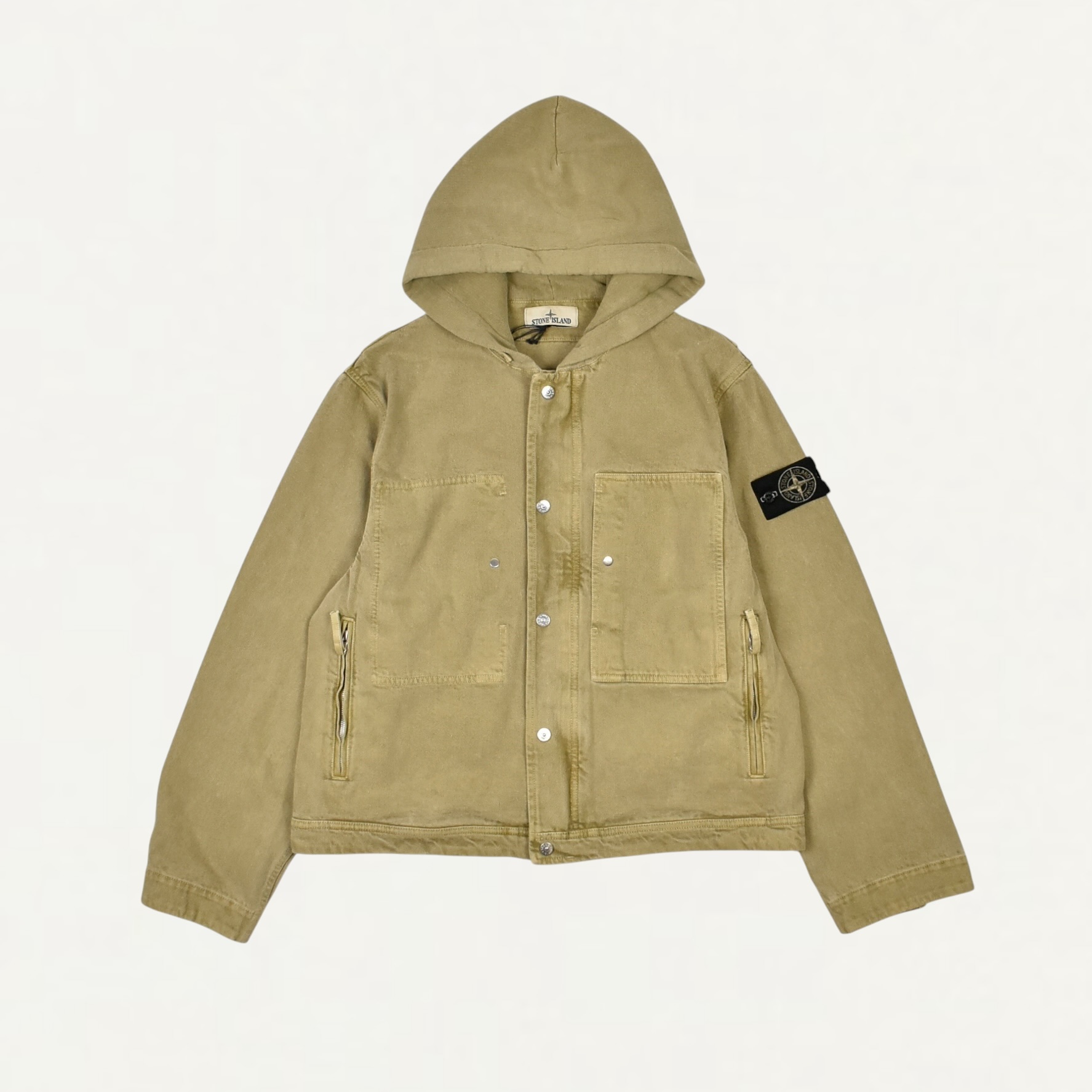 STONE ISLAND Q100045 MINERAL DYED COTTON GABARDINE-TC Hooded jacket with multiple pockets Military Green[L2S15Q100045S00T4]
