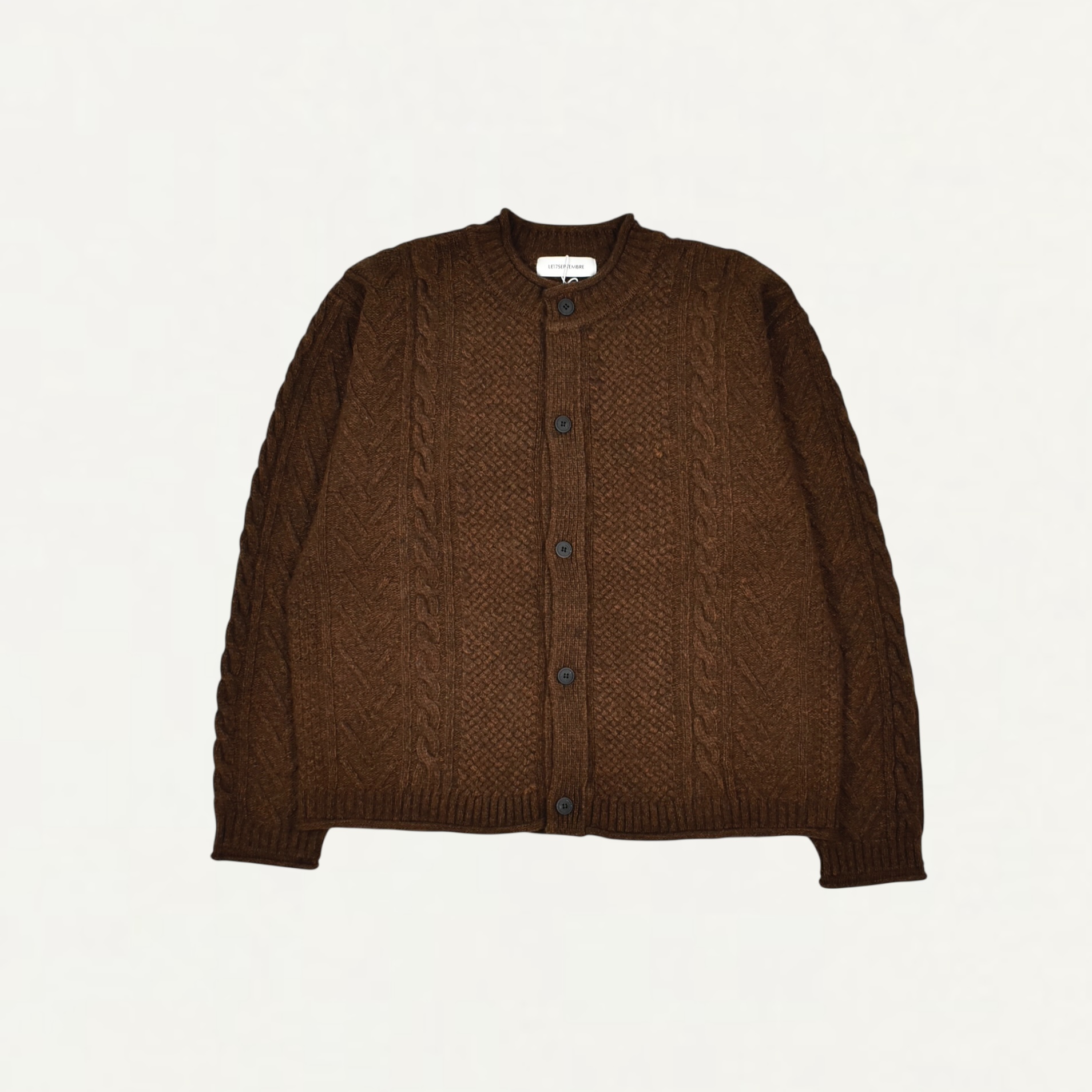 LE17SEPTEMBRE TWISTED ROUND NECK CARDIGAN DARK BROWN[LH2579KN005EDBR]