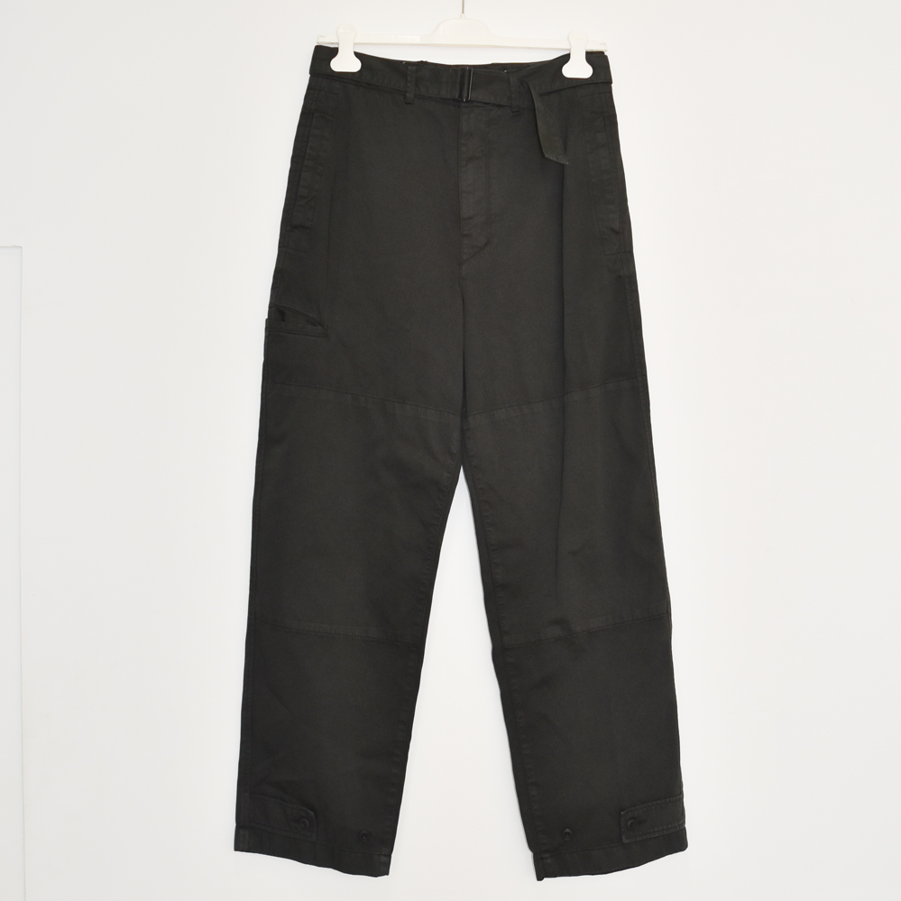 LEMAIRE MILITARY PANTS GARMENT DYED COTTON SATIN-MIDNIGHT GREEN