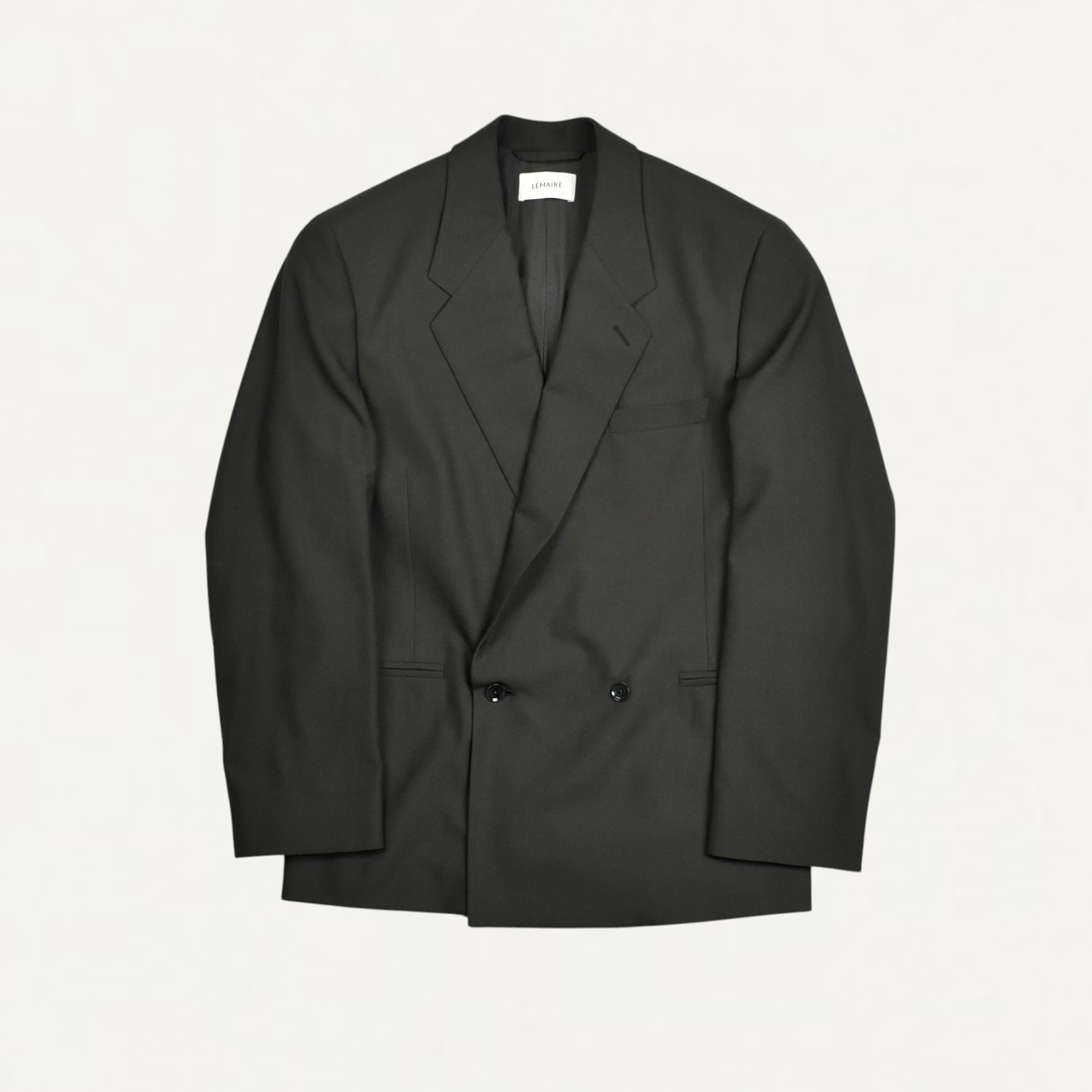 LEMAIRE DOUBLE-BREASTED JACKET IN TROPICAL WOOL BLEND MOSS[JA1117 LF414]
